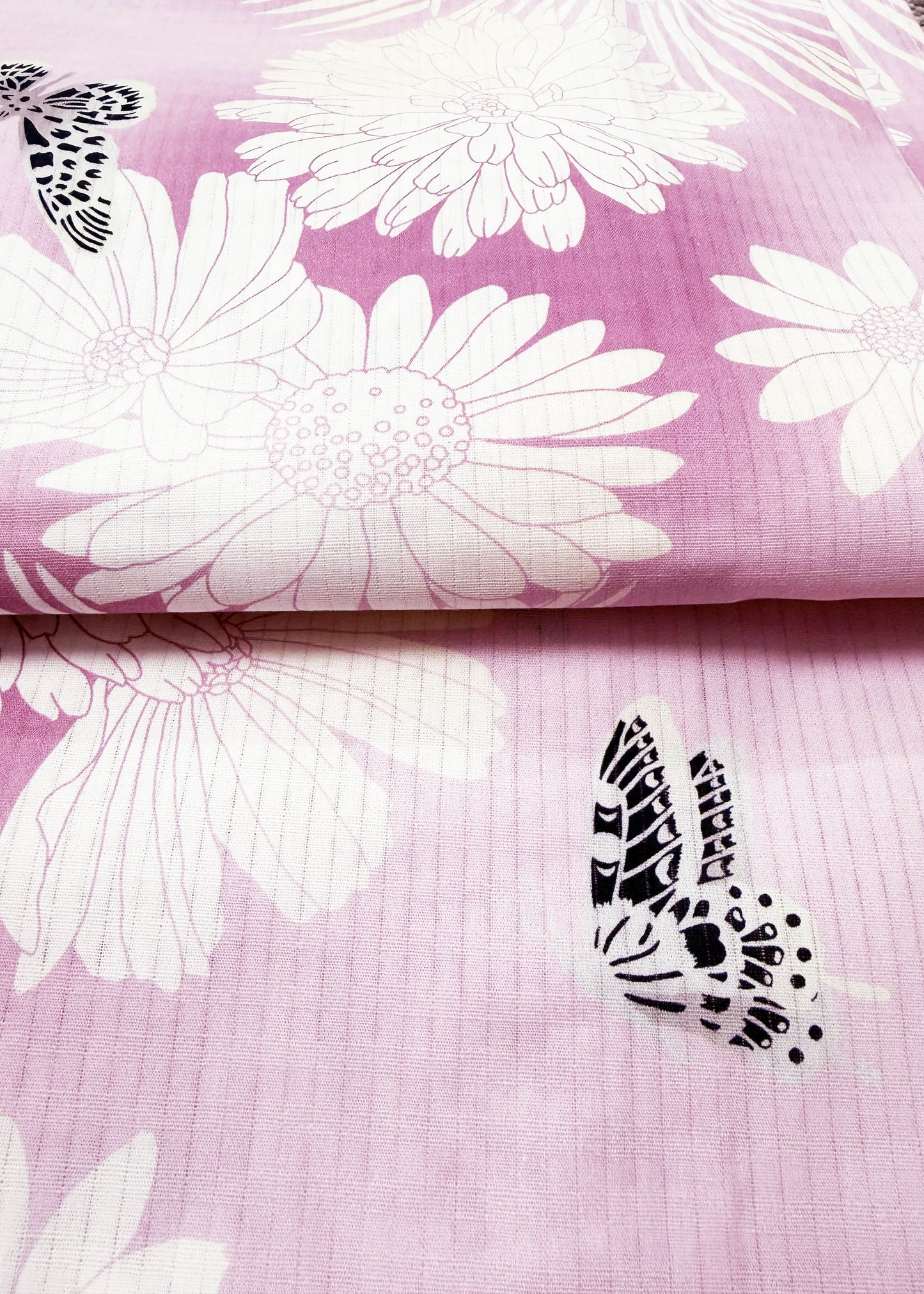 Traditional Japanese Women Yukata Kimono - Butterflies in Purple Pink