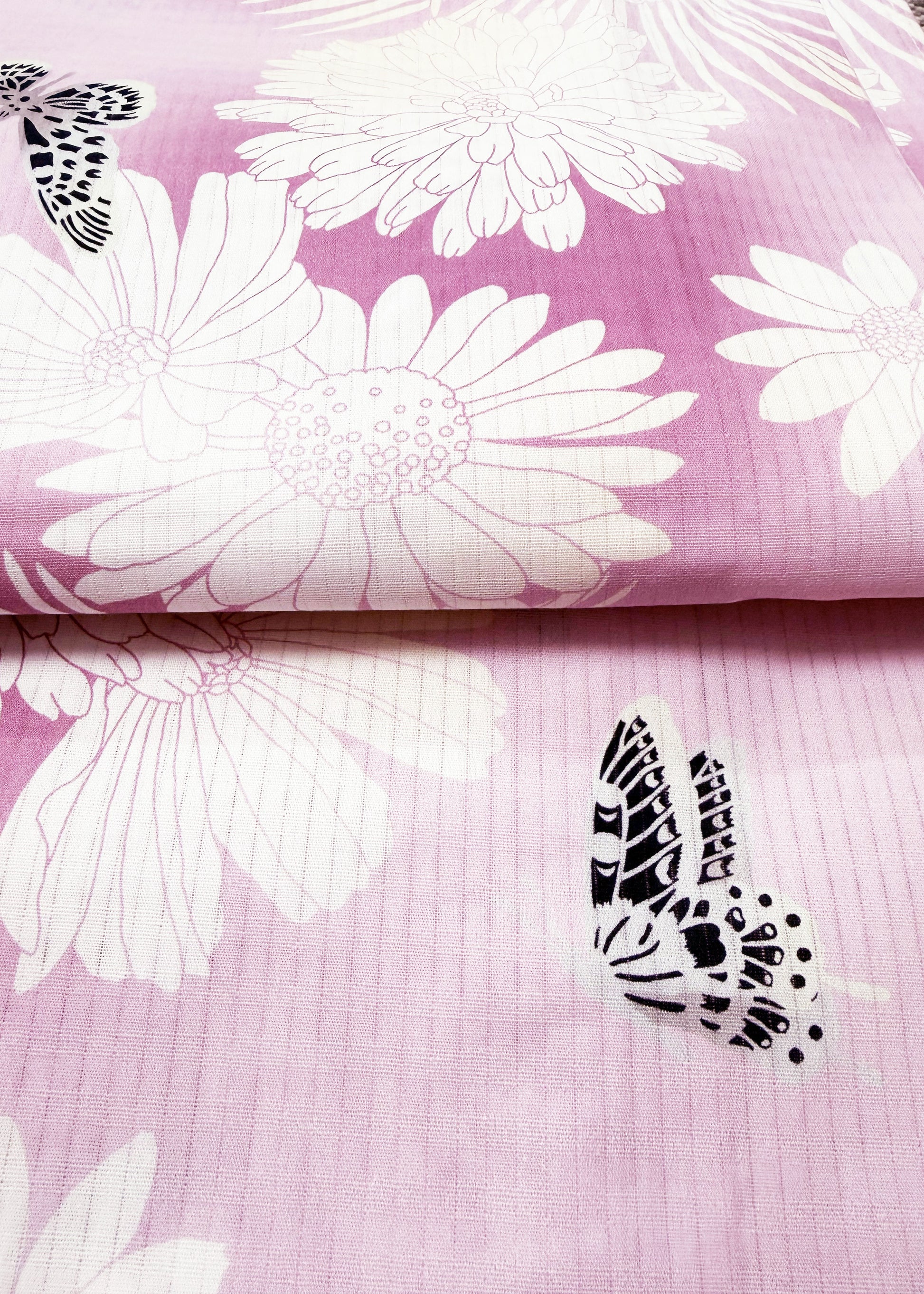 Traditional Japanese Women Yukata Kimono - Butterflies in Purple Pink
