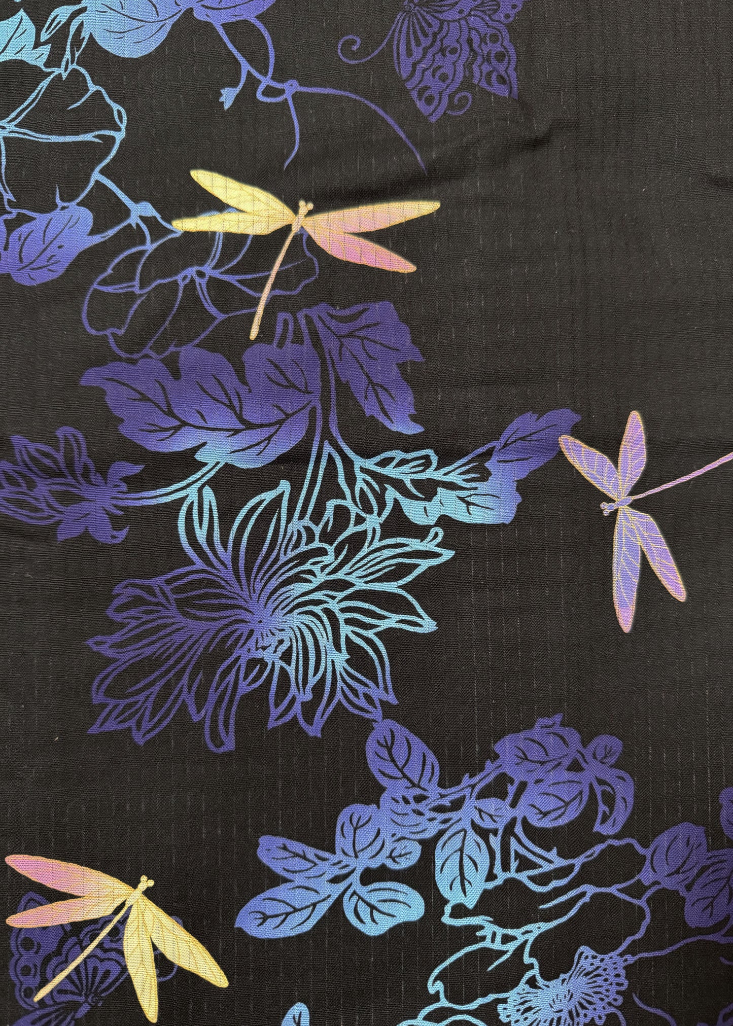 Traditional Japanese Yukata Kimono - Dragonflies and Flowers in Black
