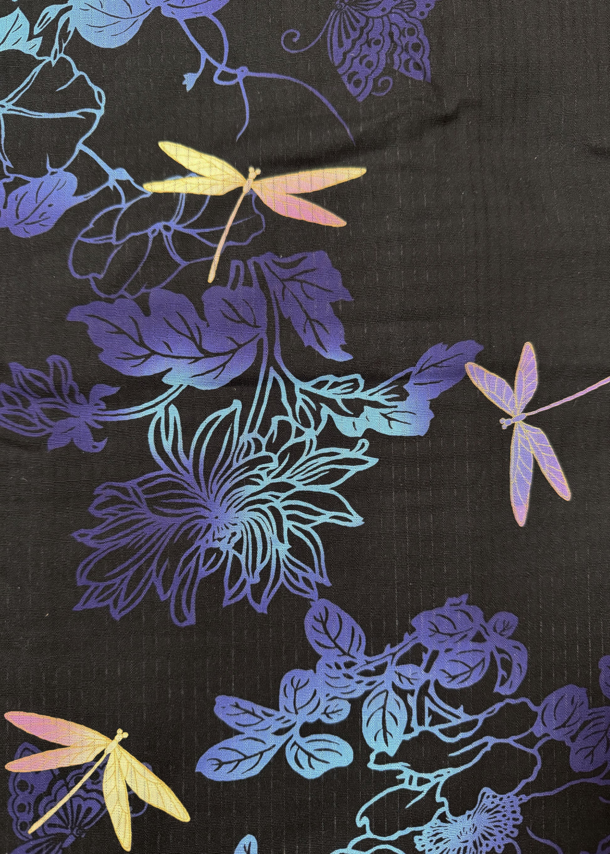 Traditional Japanese Yukata Kimono - Dragonflies and Flowers in Black