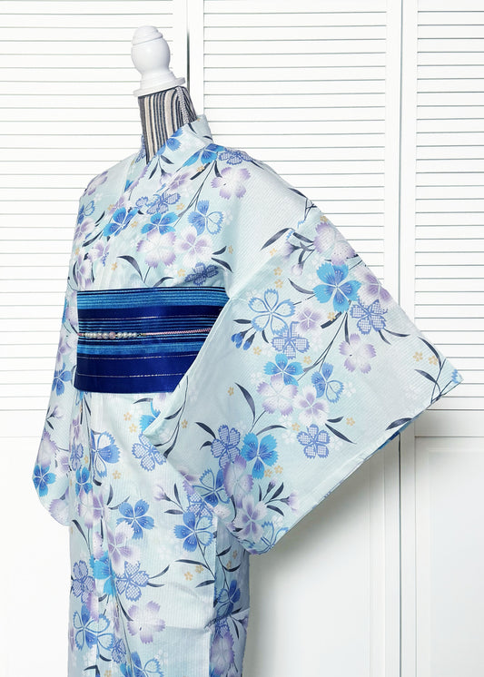 Japanese Traditional Women's Yukata Kimono - Cherry Blossoms in Blue