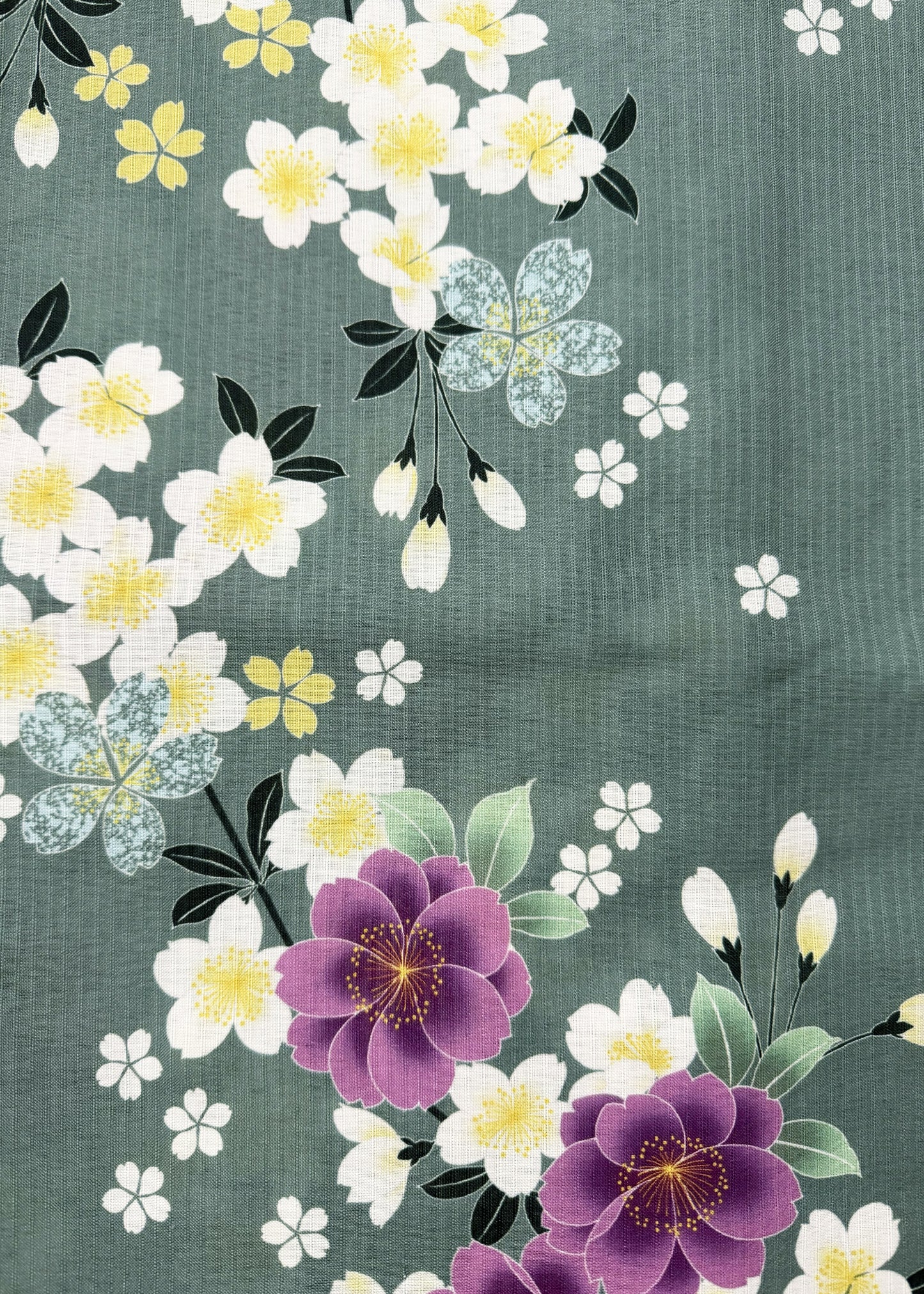 Japanese Women's Traditional Yukata Kimono - Cherry Blossoms in Green