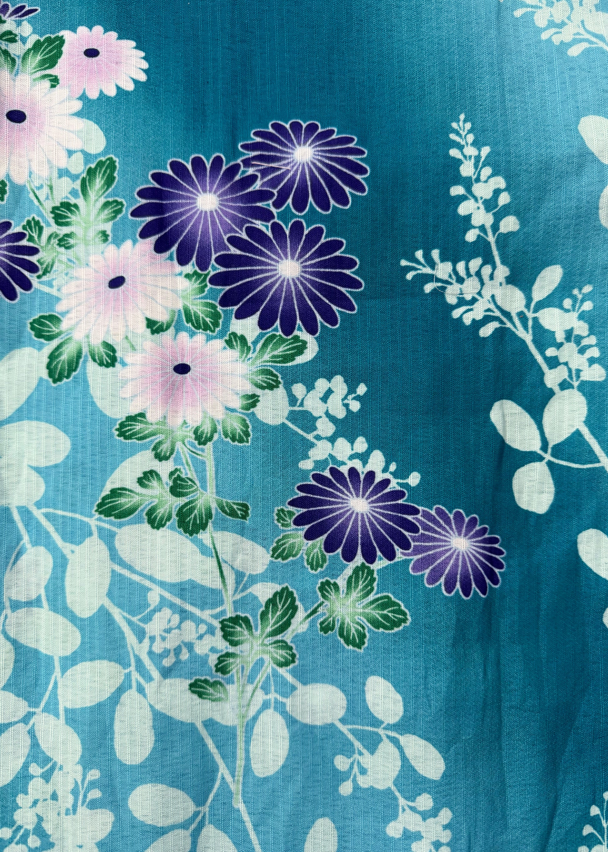 Traditional Japanese Women's Yukata - Chrysanthemum and Peony in Green