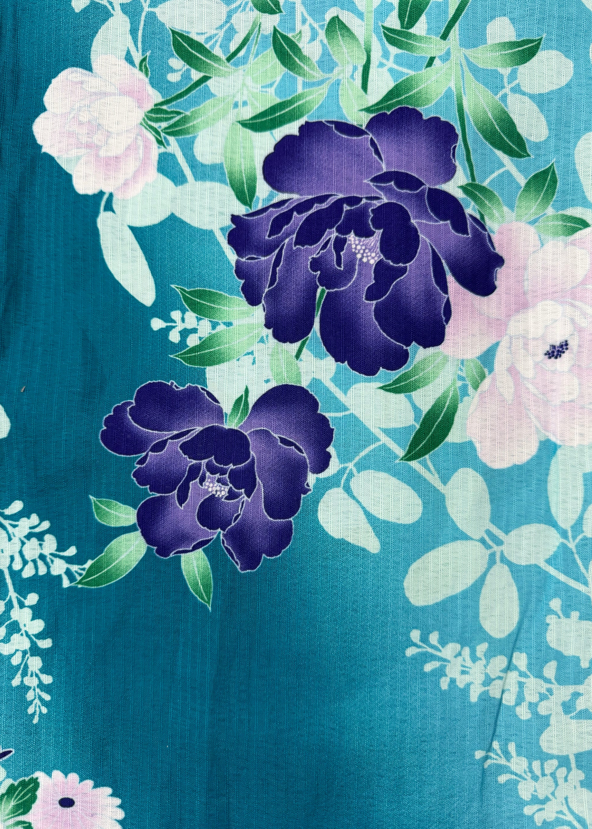 Traditional Japanese Women's Yukata - Chrysanthemum and Peony in Green