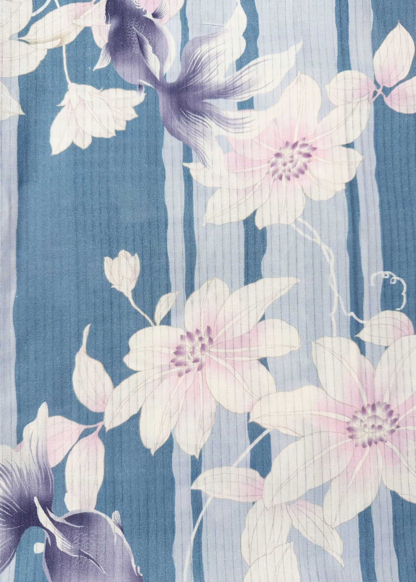 Japanese Traditional Women's Yukata Kimono - Goldfish Clematis in Blue