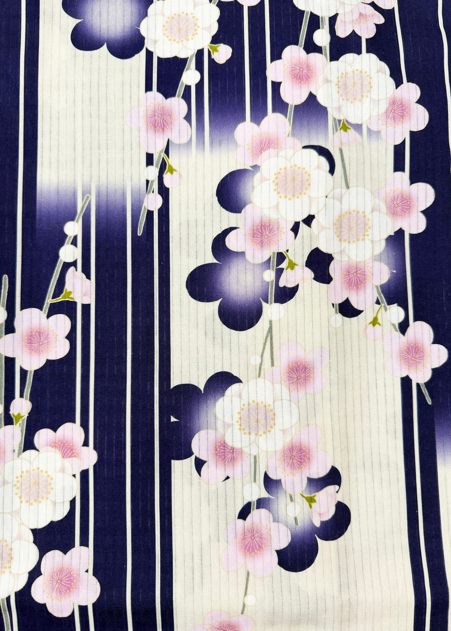 Japanese Women's Yukata Kimono - Pink Plum Blossom in Purple Off White