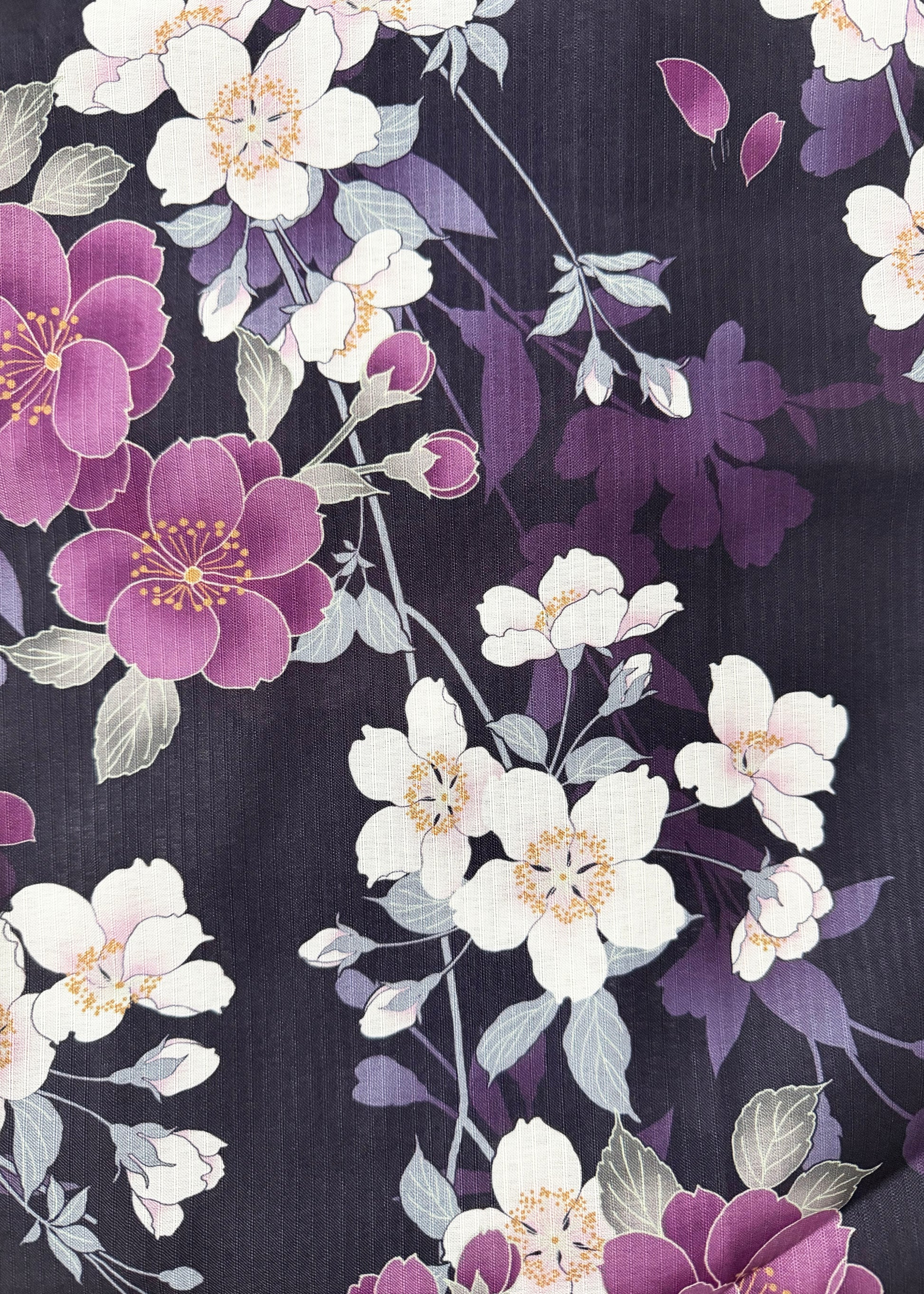 Japanese Traditional Summer Yukata Kimono - Sakura Flowers in Indigo