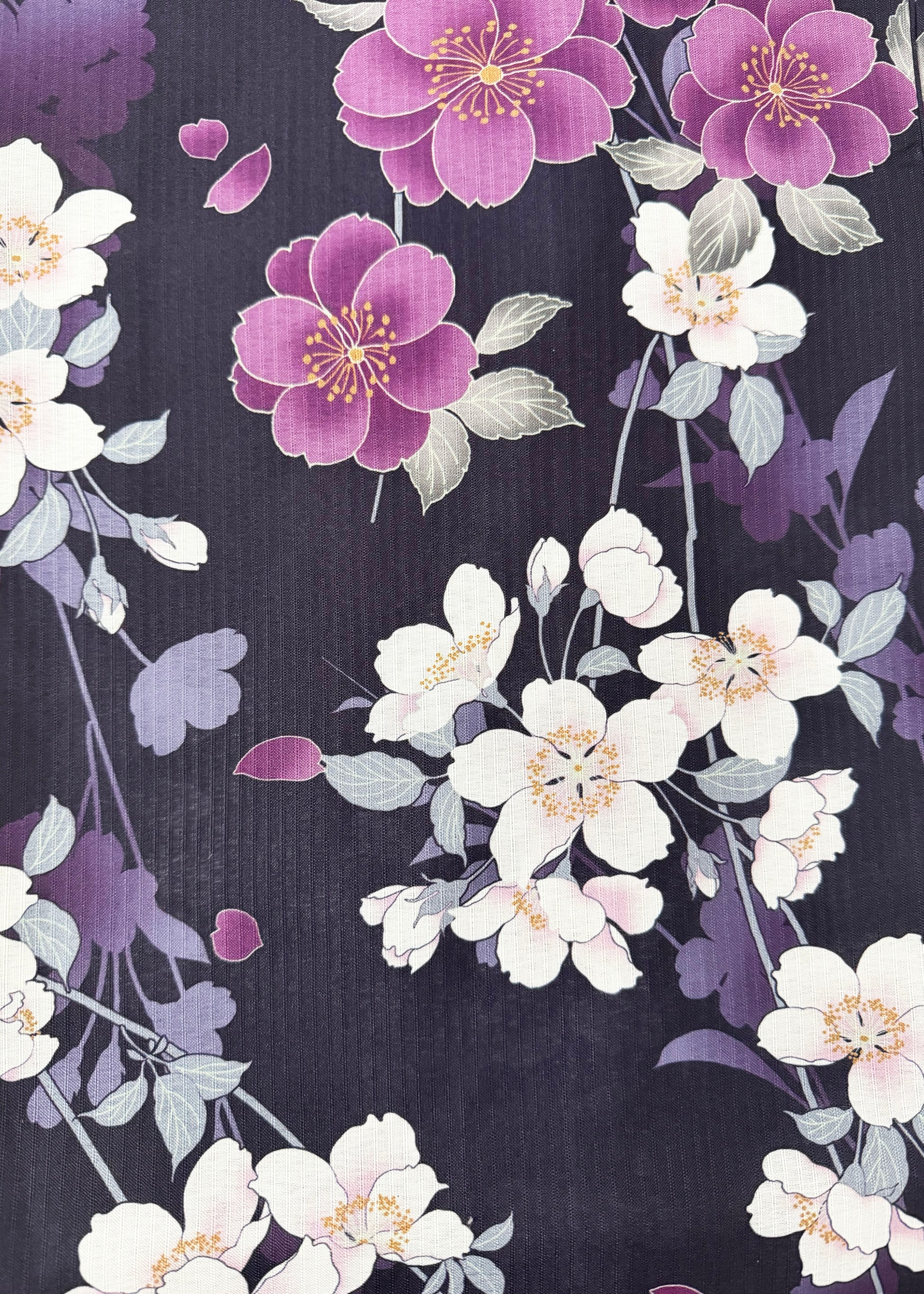 Japanese Traditional Summer Yukata Kimono - Sakura Flowers in Indigo