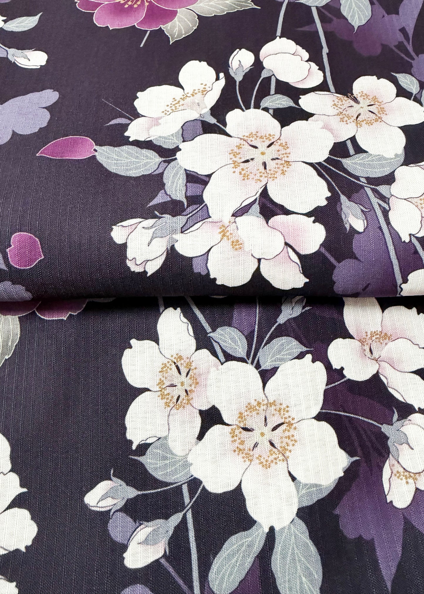 Japanese Traditional Summer Yukata Kimono - Sakura Flowers in Indigo