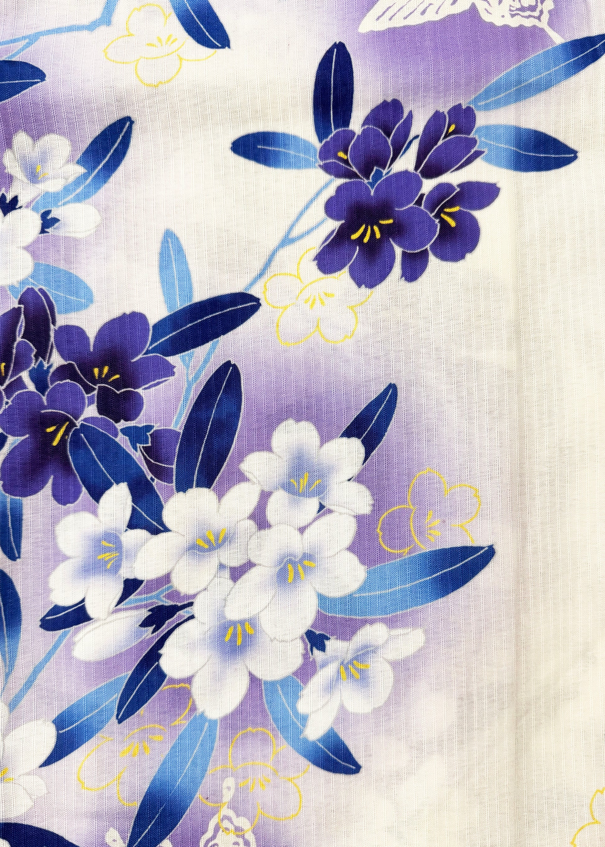 Traditional Japanese Summer Yukata Kimono - Azaleas in Purple White