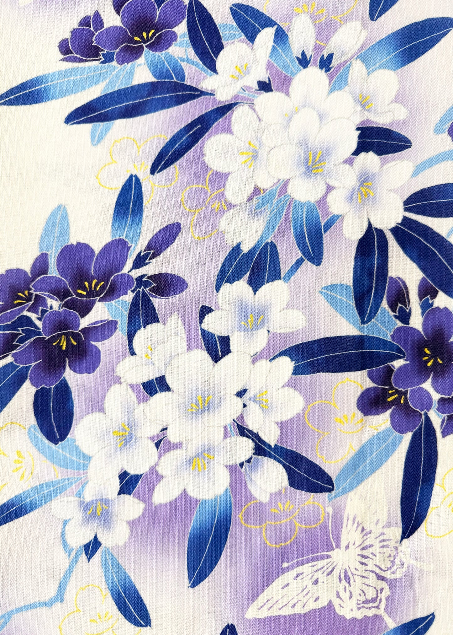 Traditional Japanese Summer Yukata Kimono - Azaleas in Purple White