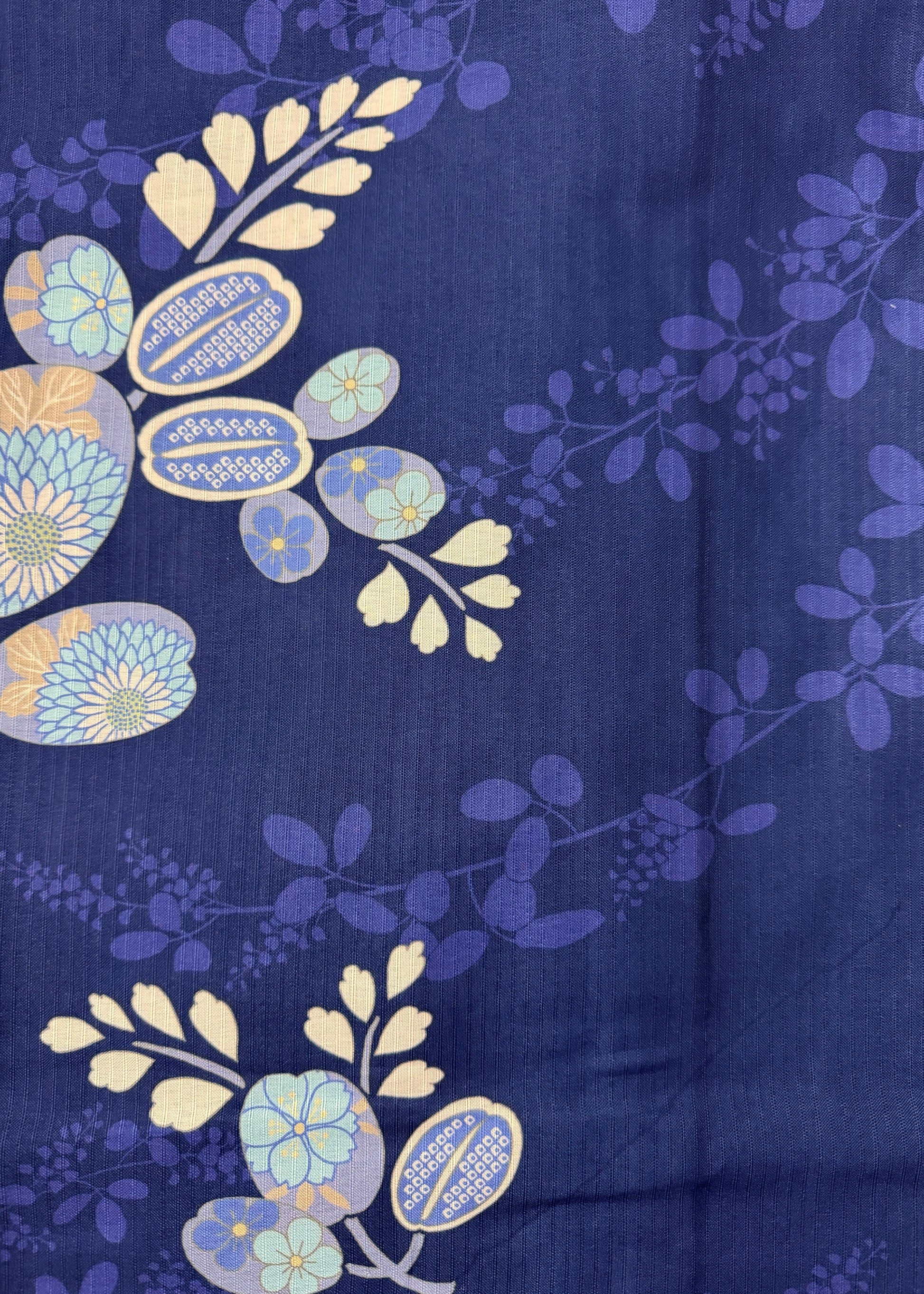 Traditional Japanese Women's Summer Yukata Kimono - Blue Hagi