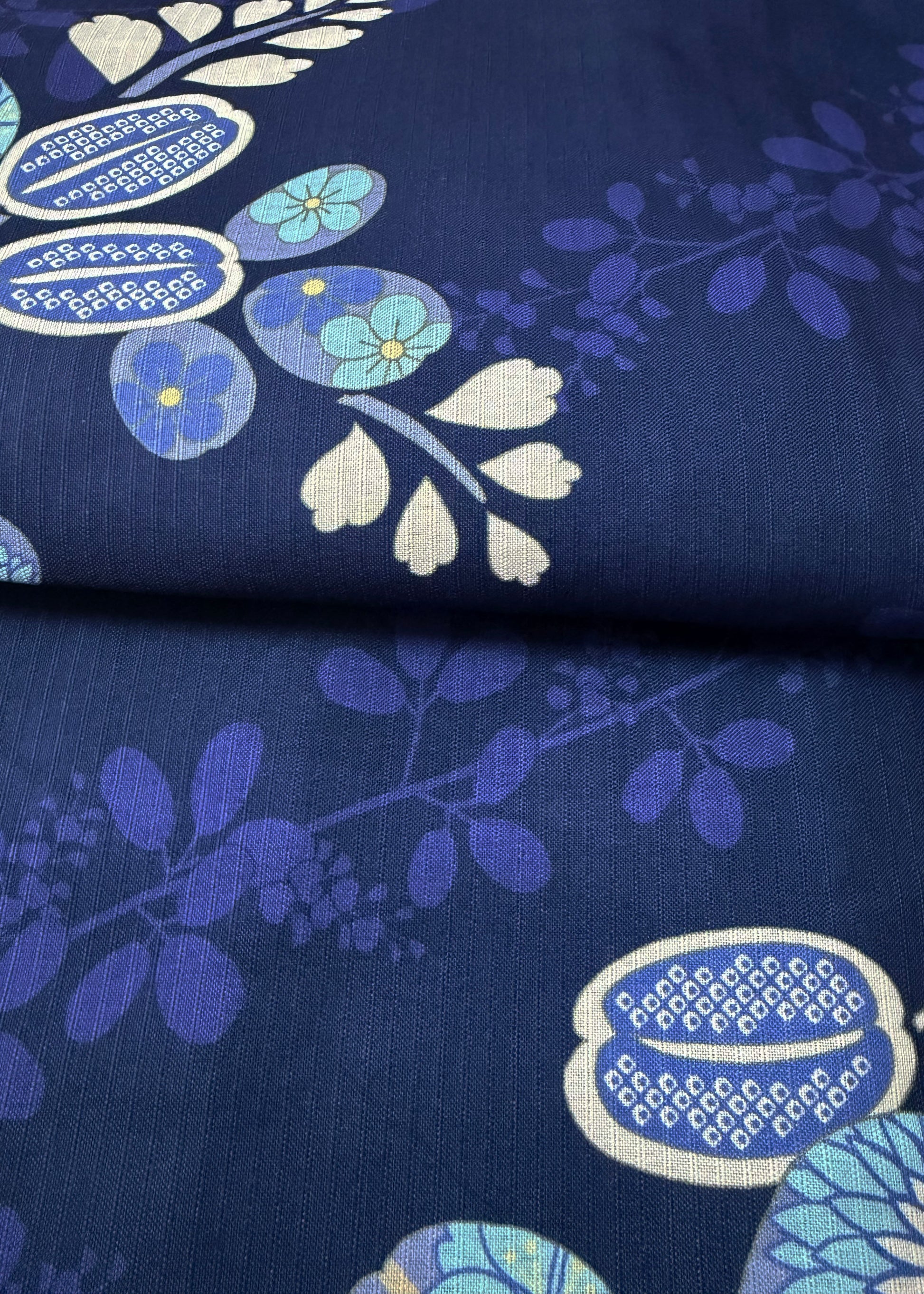 Traditional Japanese Women's Summer Yukata Kimono - Blue Hagi