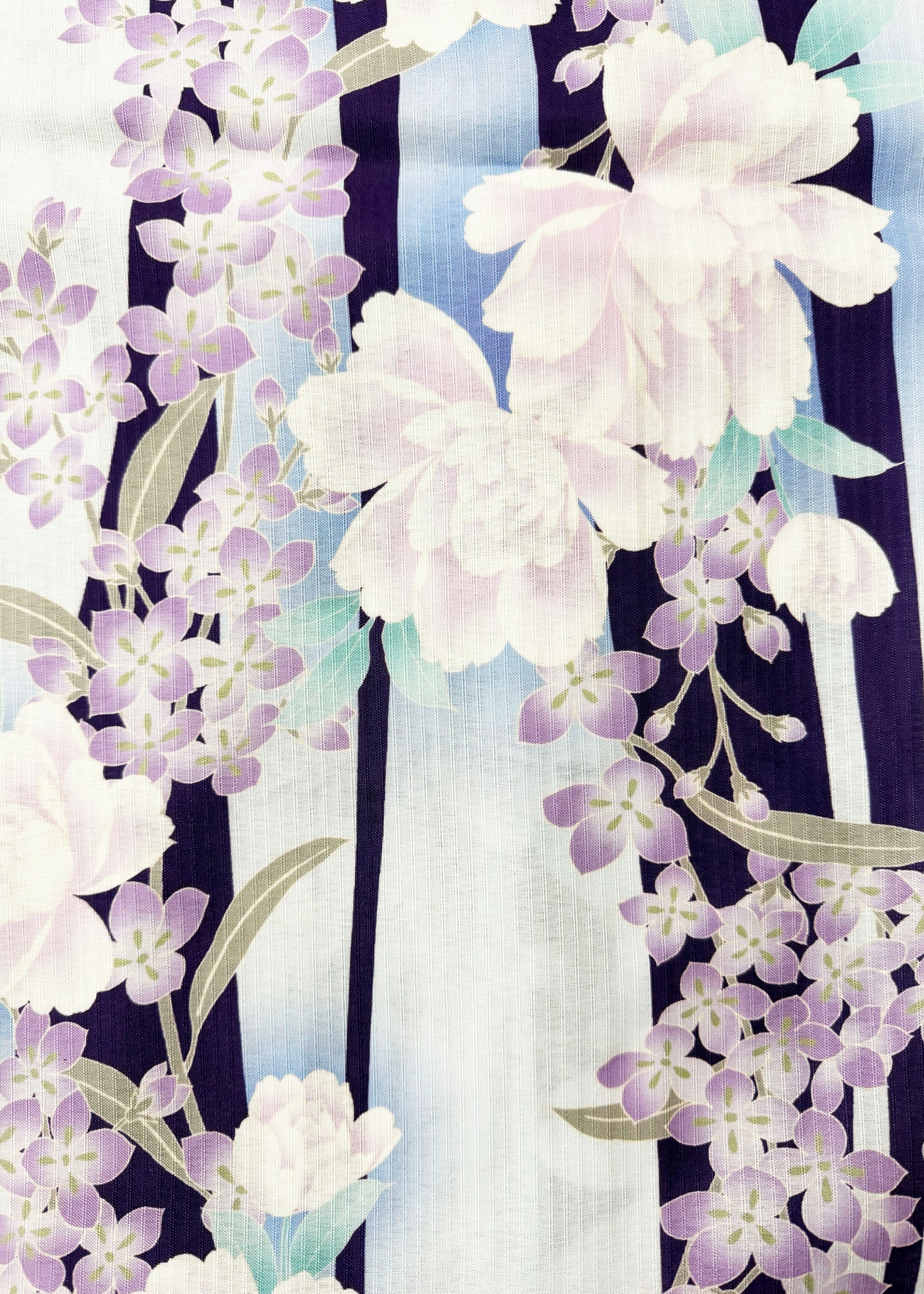 Traditional Japanese Women's Summer Yukata Kimono - Peony and Wisteria