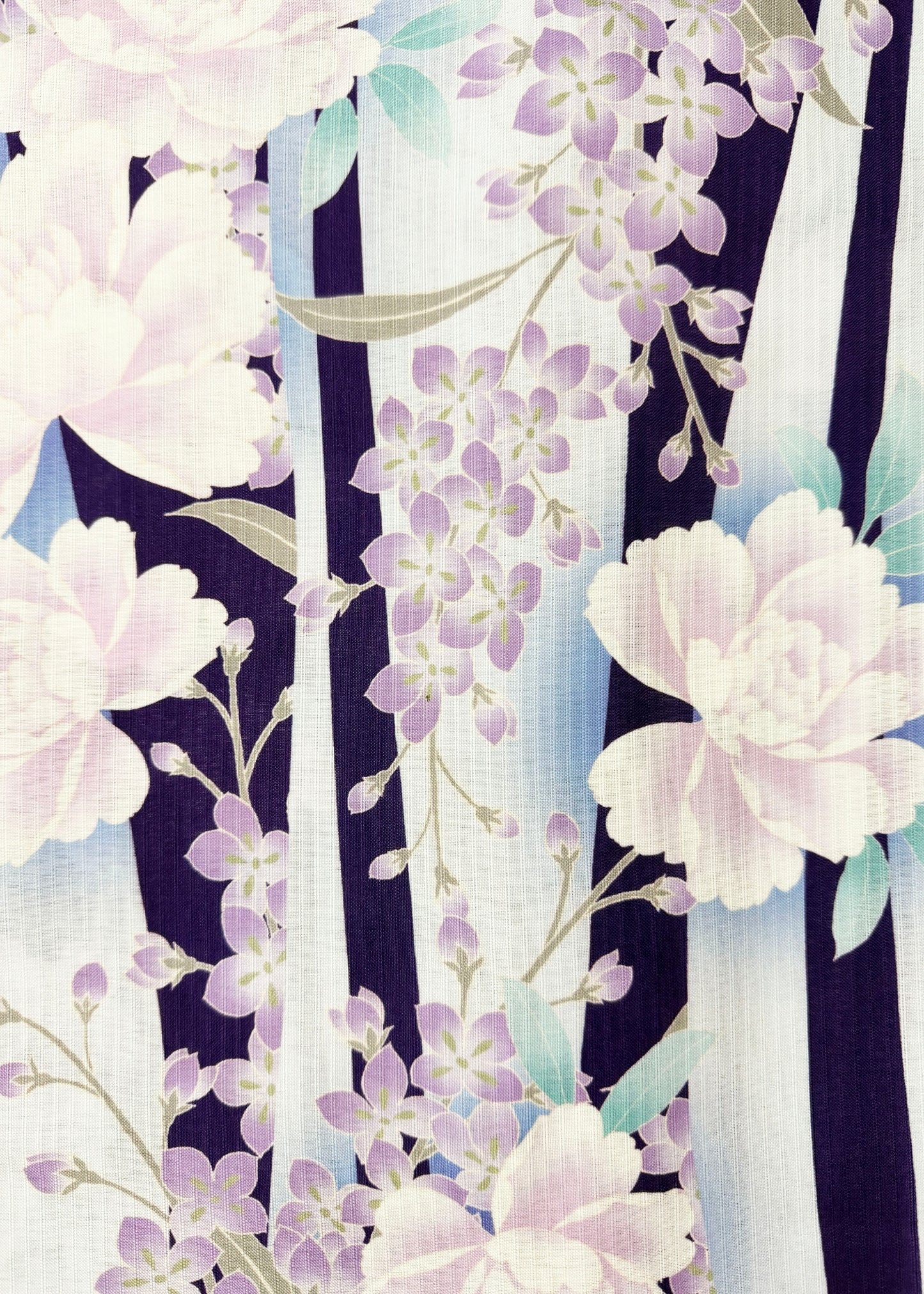 Traditional Japanese Women's Summer Yukata Kimono - Peony and Wisteria