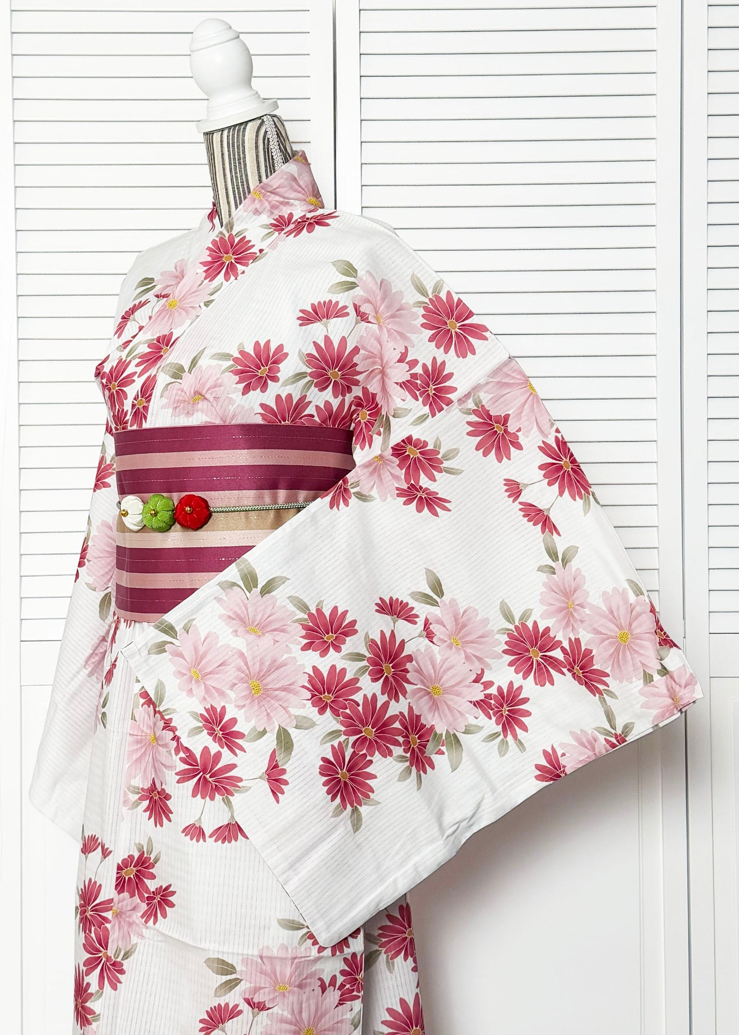 Japanese Traditional Yukata Kimono Women's Summer Plus - Pink Cosmos