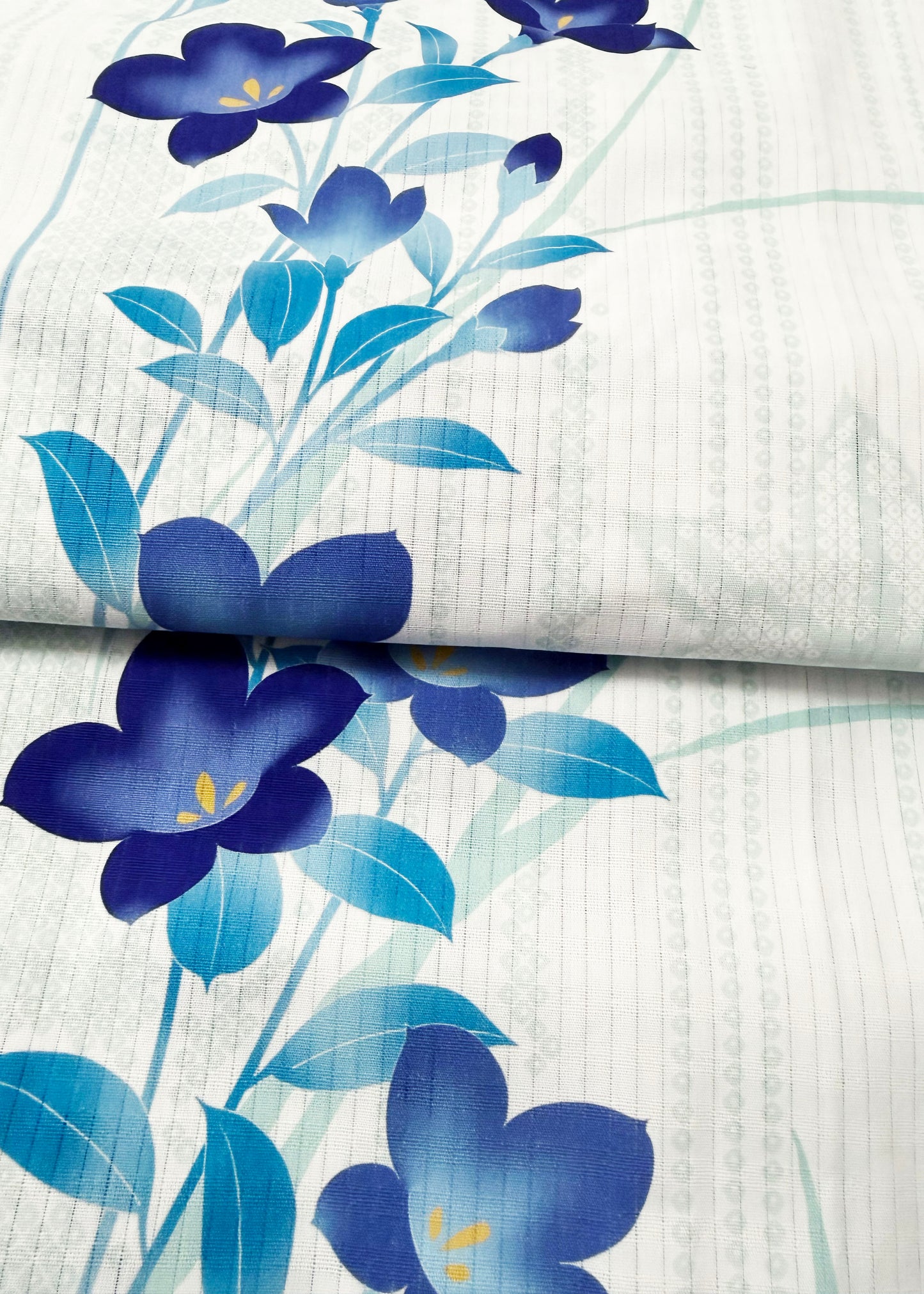 Yukata Kimono Plus Size - Blue Balloon Flowers in White (Style #1025)