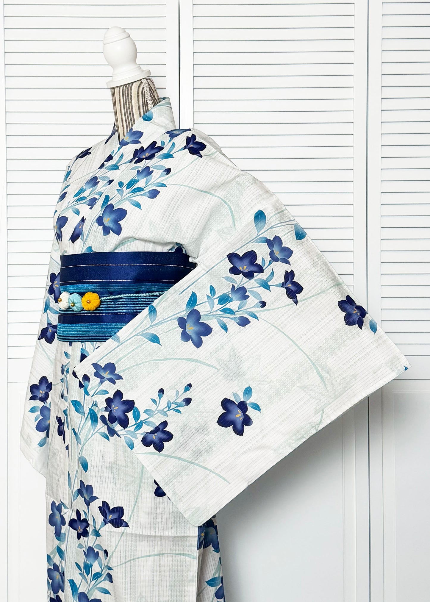 Japanese Traditional Yukata Kimono Women's Plus - Blue Kikyo