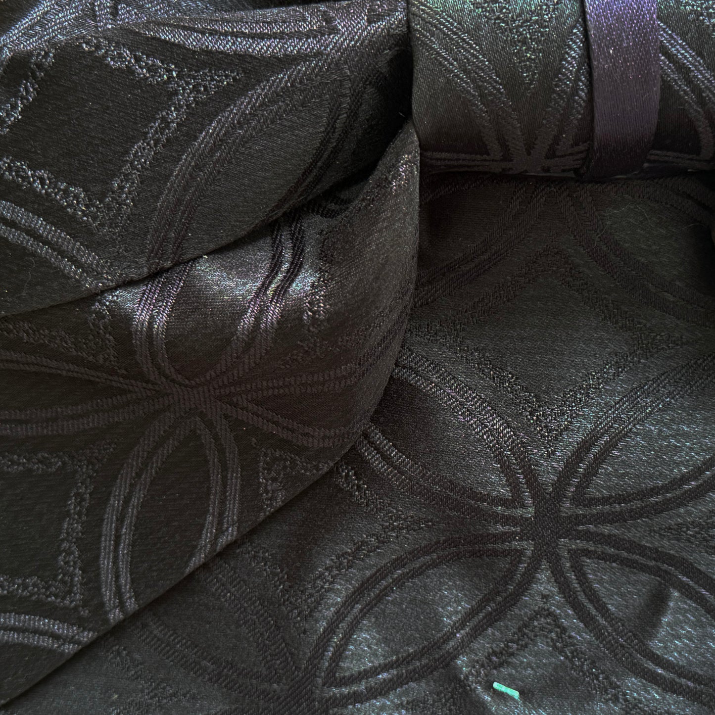 Pre-Tied Obi Belt - Patterned Black/Dark Purple