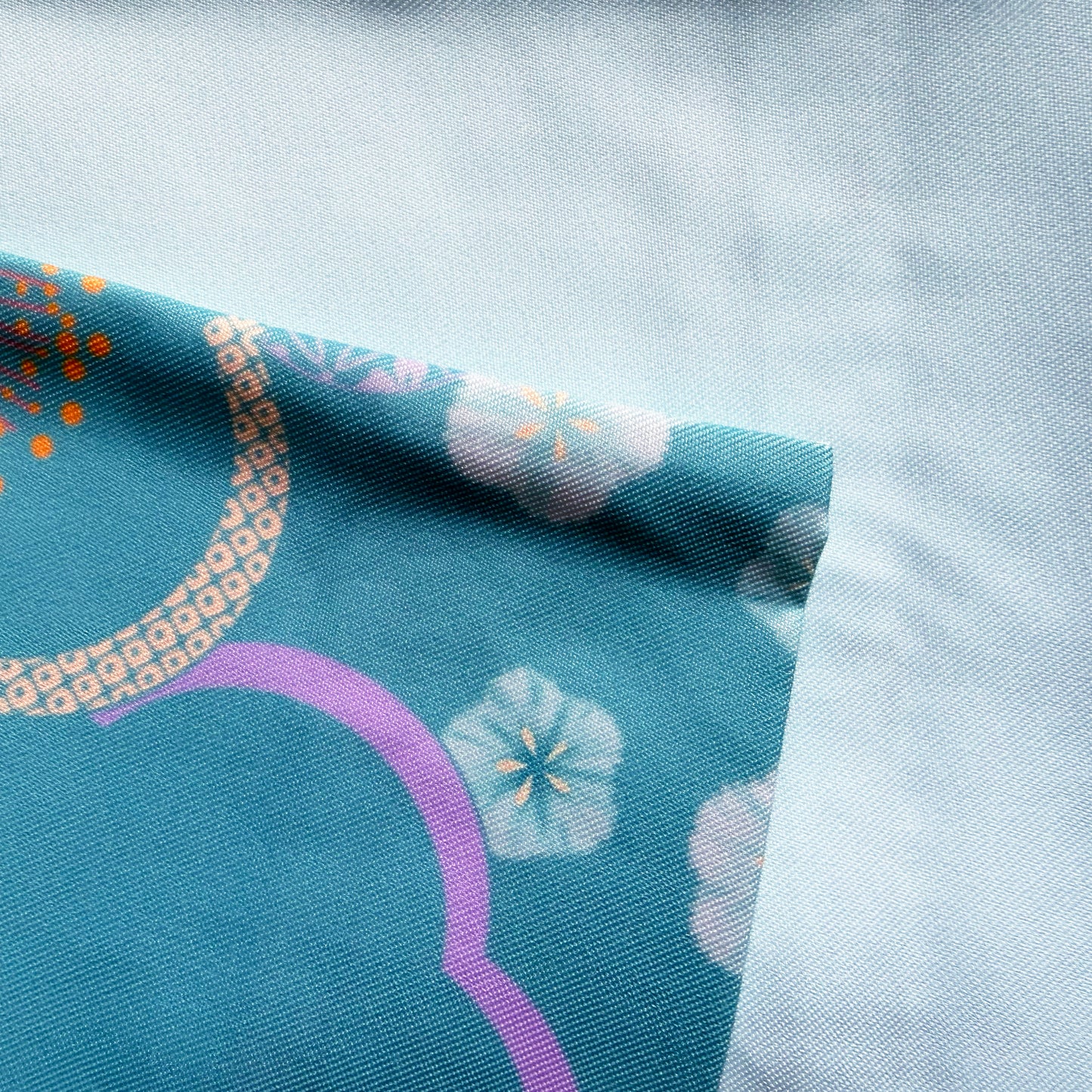 Traditional Japanese Hanhaba Flat Obi Belt - Plum Blossom in Jade