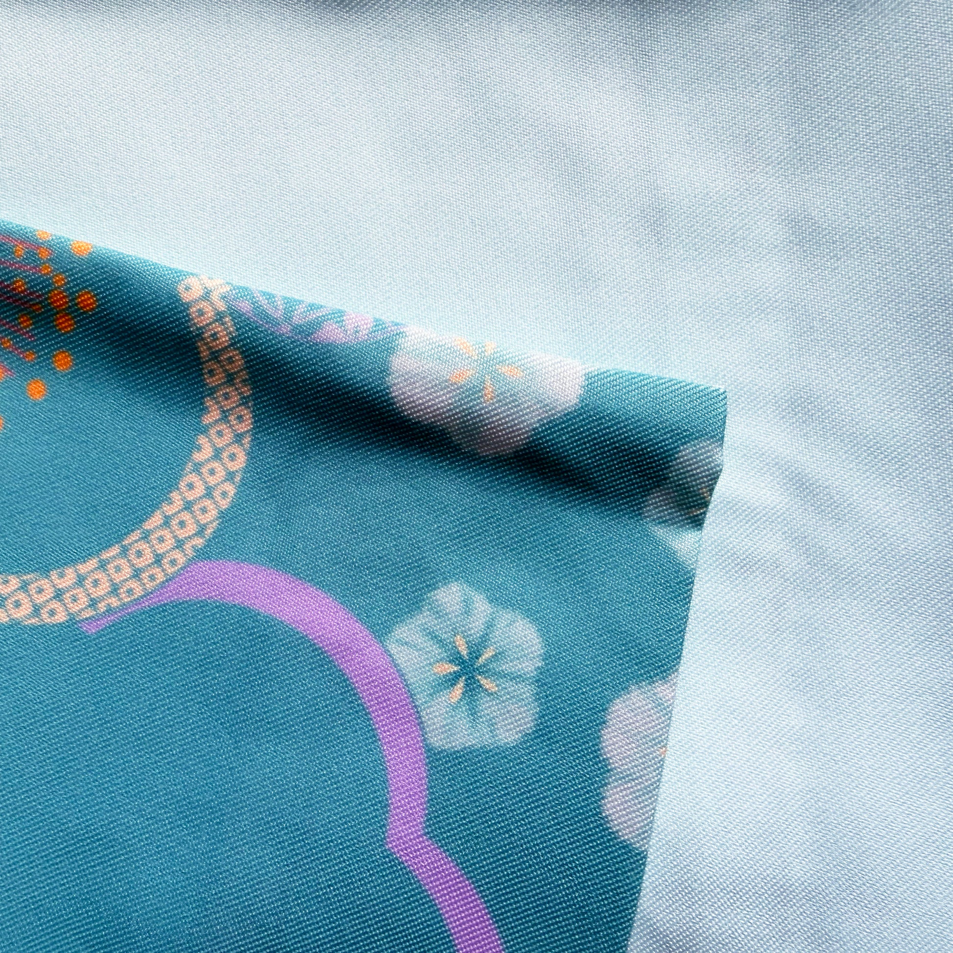 Traditional Japanese Hanhaba Flat Obi Belt - Plum Blossom in Jade