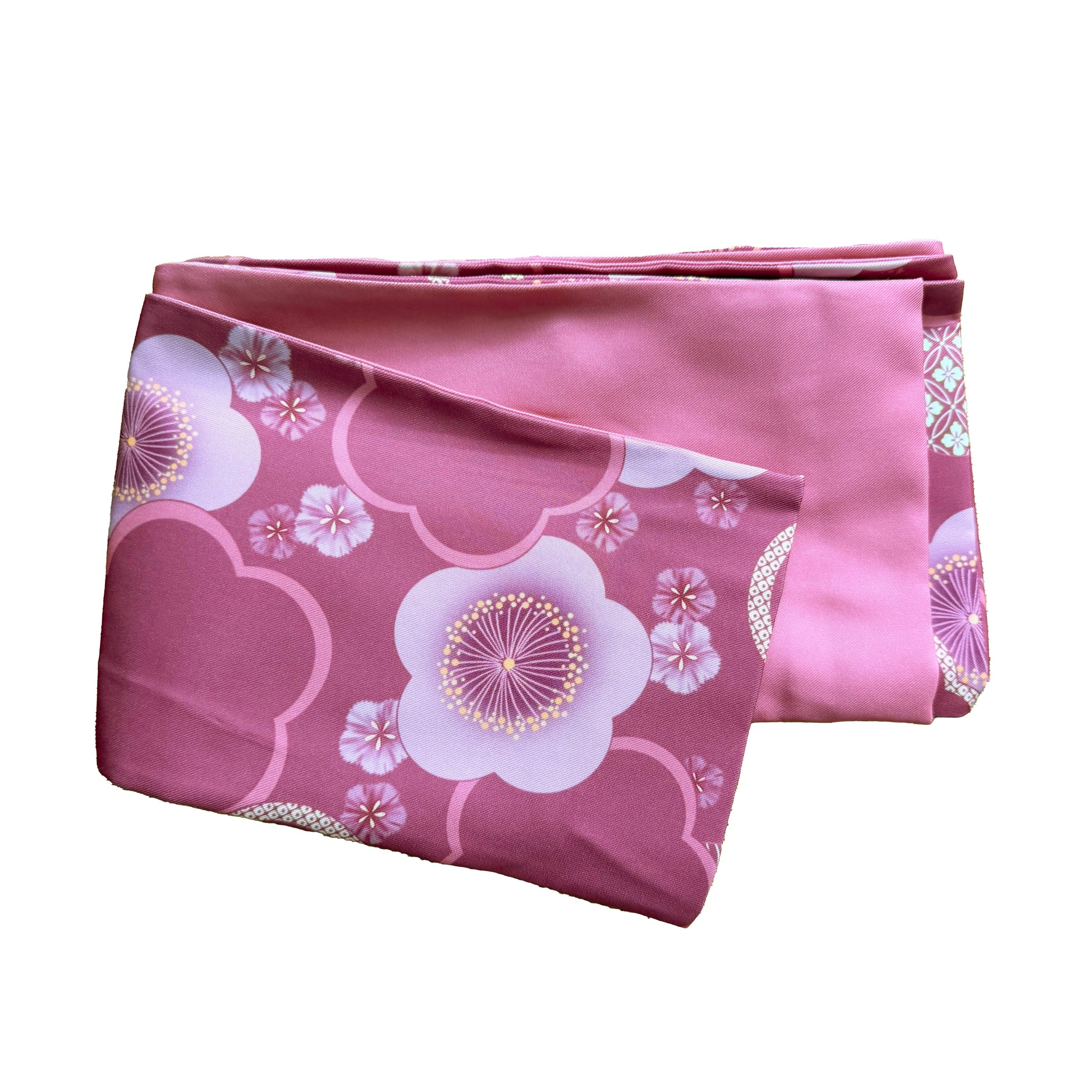 Traditional Japanese Hanhaba Flat Obi Belt - Plum Blossom Pink