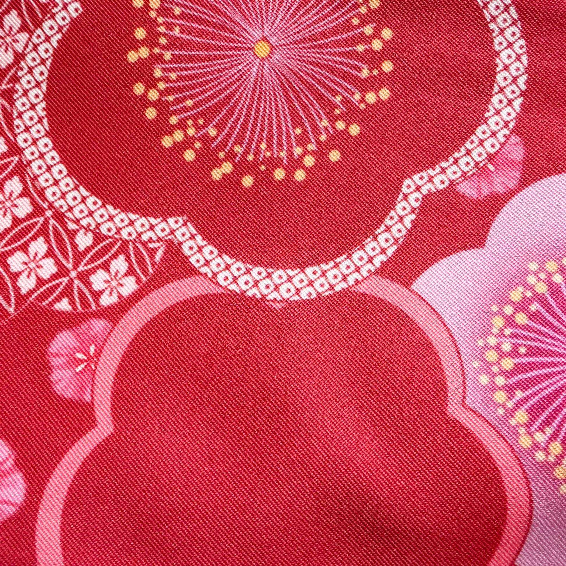 Traditional Japanese Women's Flat Obi Belt - Plum Blossom in Red