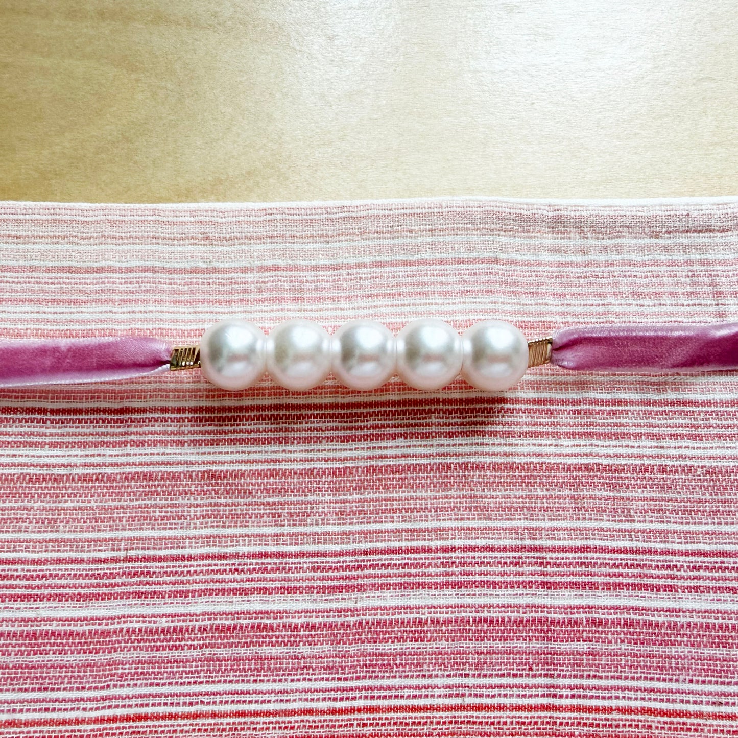 Japanese Waist Cord Kazari Himo for Yukata Kimono – Faux Pearl Pink