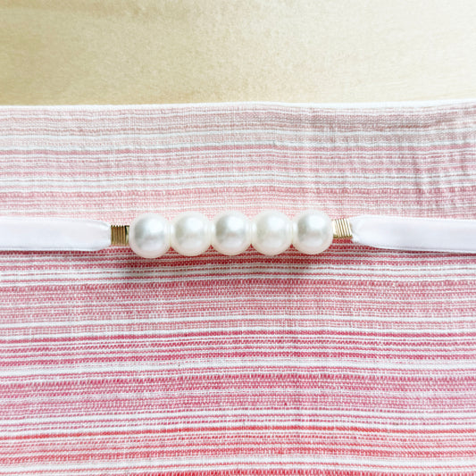 Traditional Japanese Waist Belt Kazari Himo for Yukata Pearl White