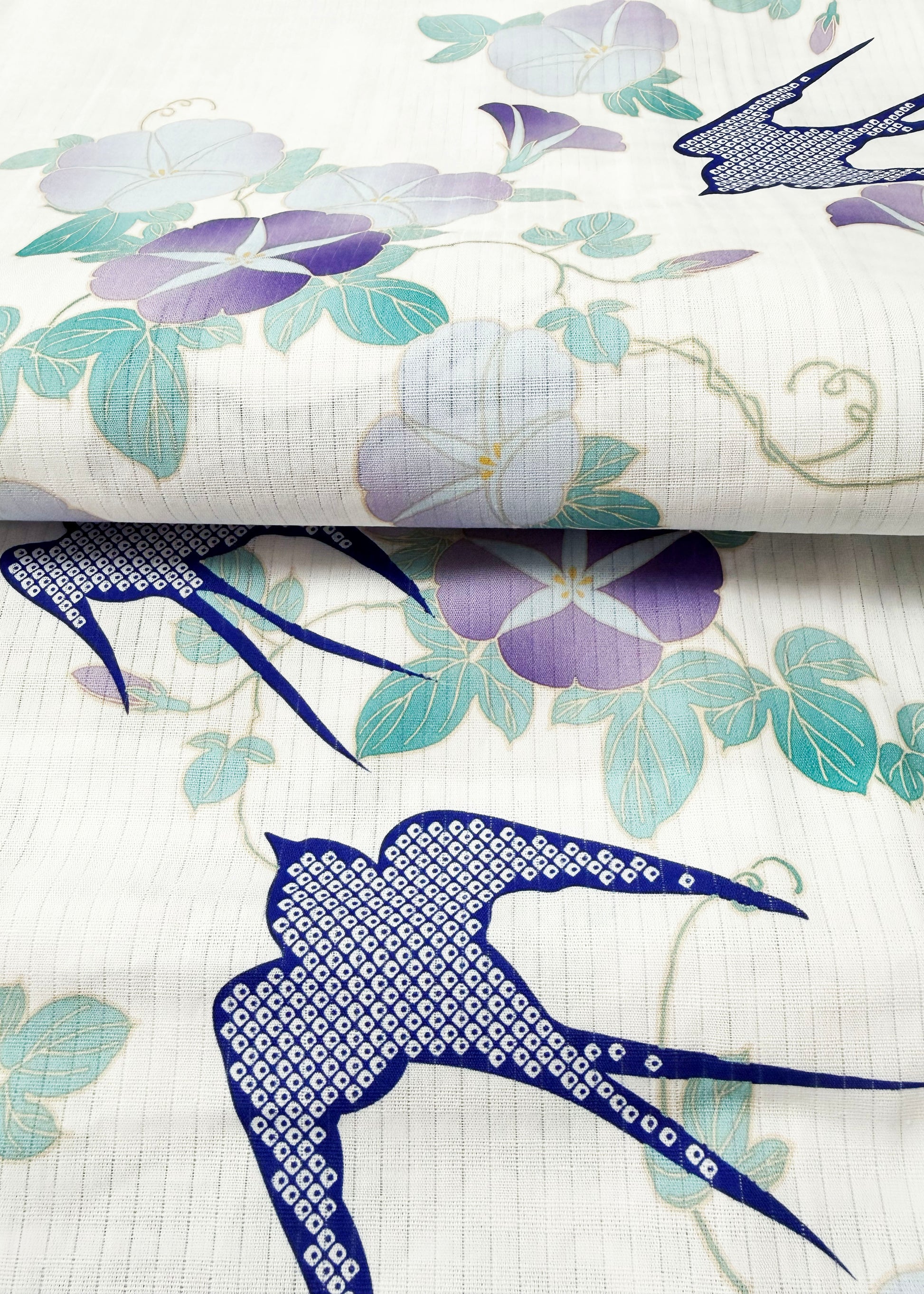 Japanese Traditional Yukata Kimono Plus Size - Purple Morning Glory