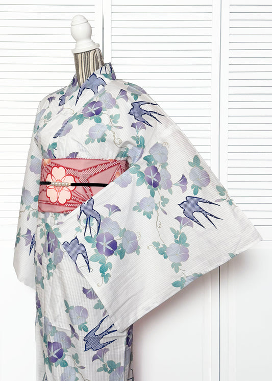 Japanese Traditional Yukata Kimono Plus Size - Purple Morning Glory