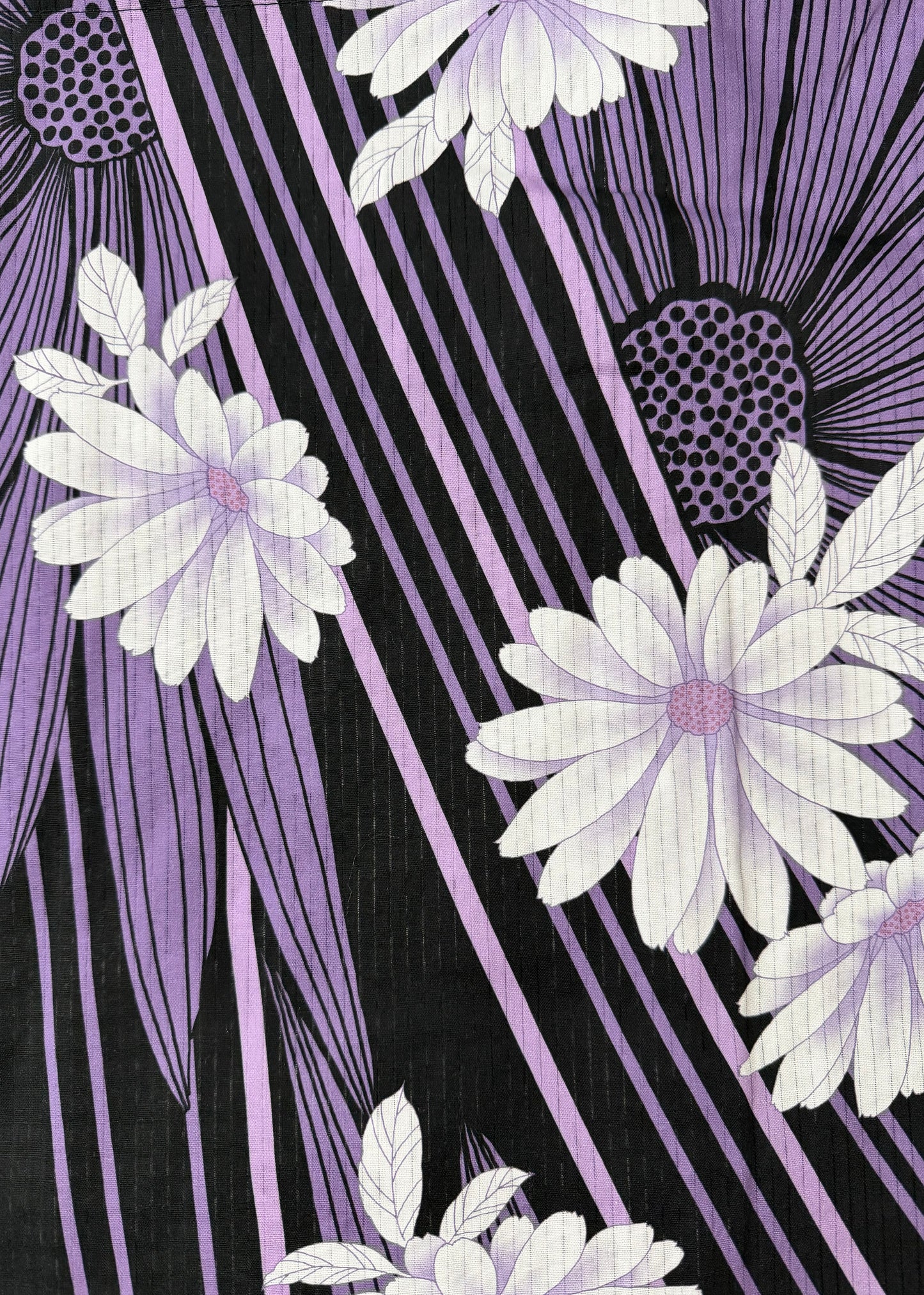 Yukata Kimono Plus Size - White Chrysanthemum in Purple/Black (Style #1032)