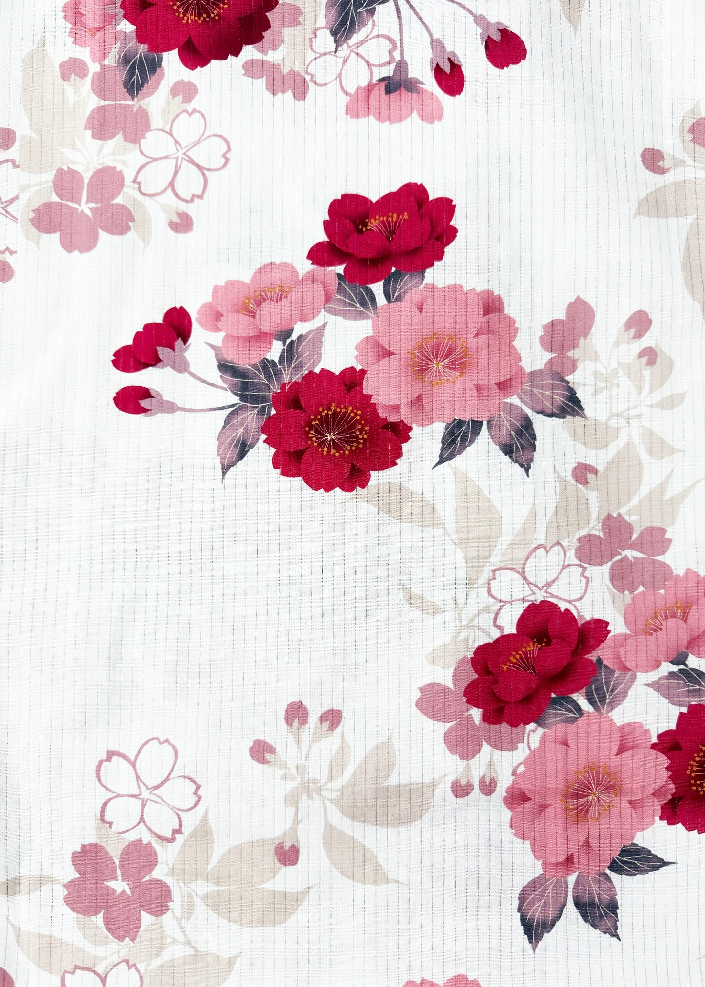 Japanese Traditional Yukata Kimono Plus Size - Red Cherry Blossom