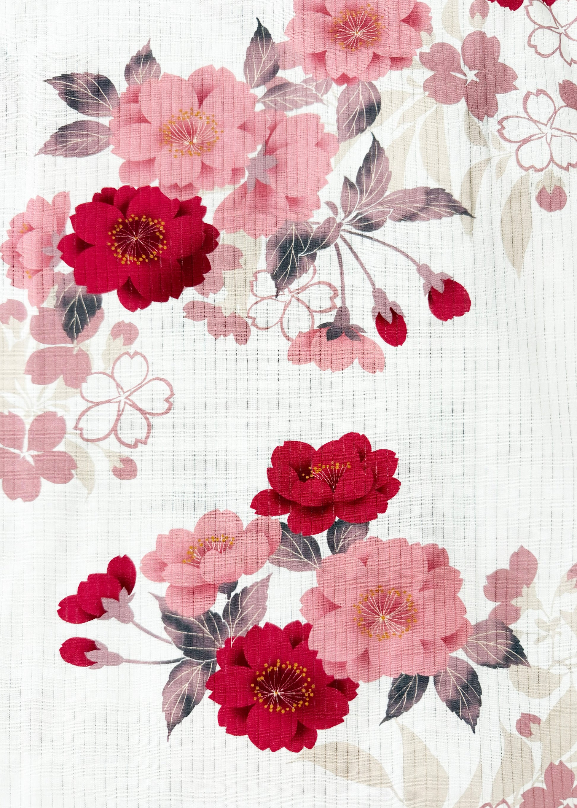 Japanese Traditional Yukata Kimono Plus Size - Red Cherry Blossom