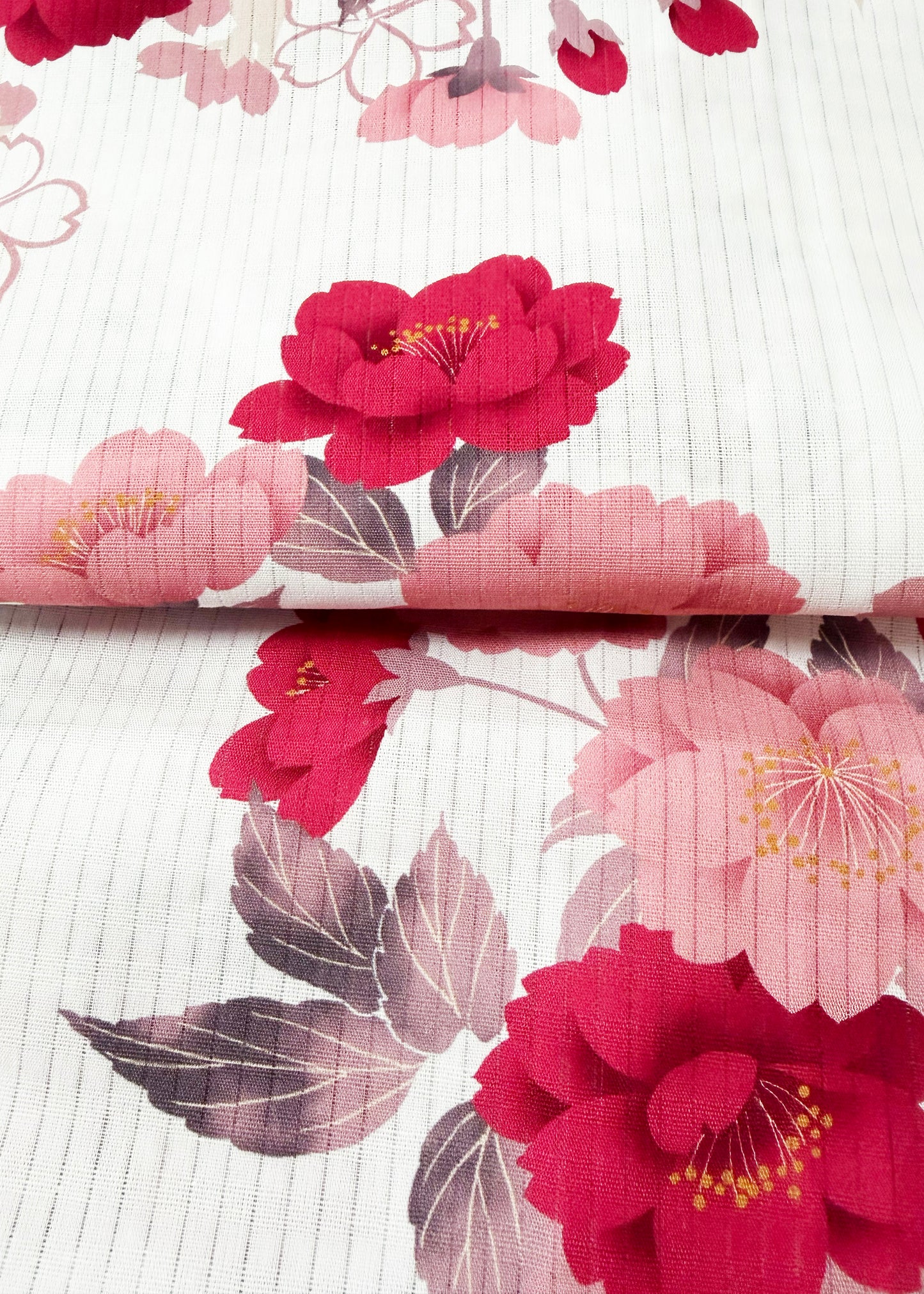 Japanese Traditional Yukata Kimono Plus Size - Red Cherry Blossom