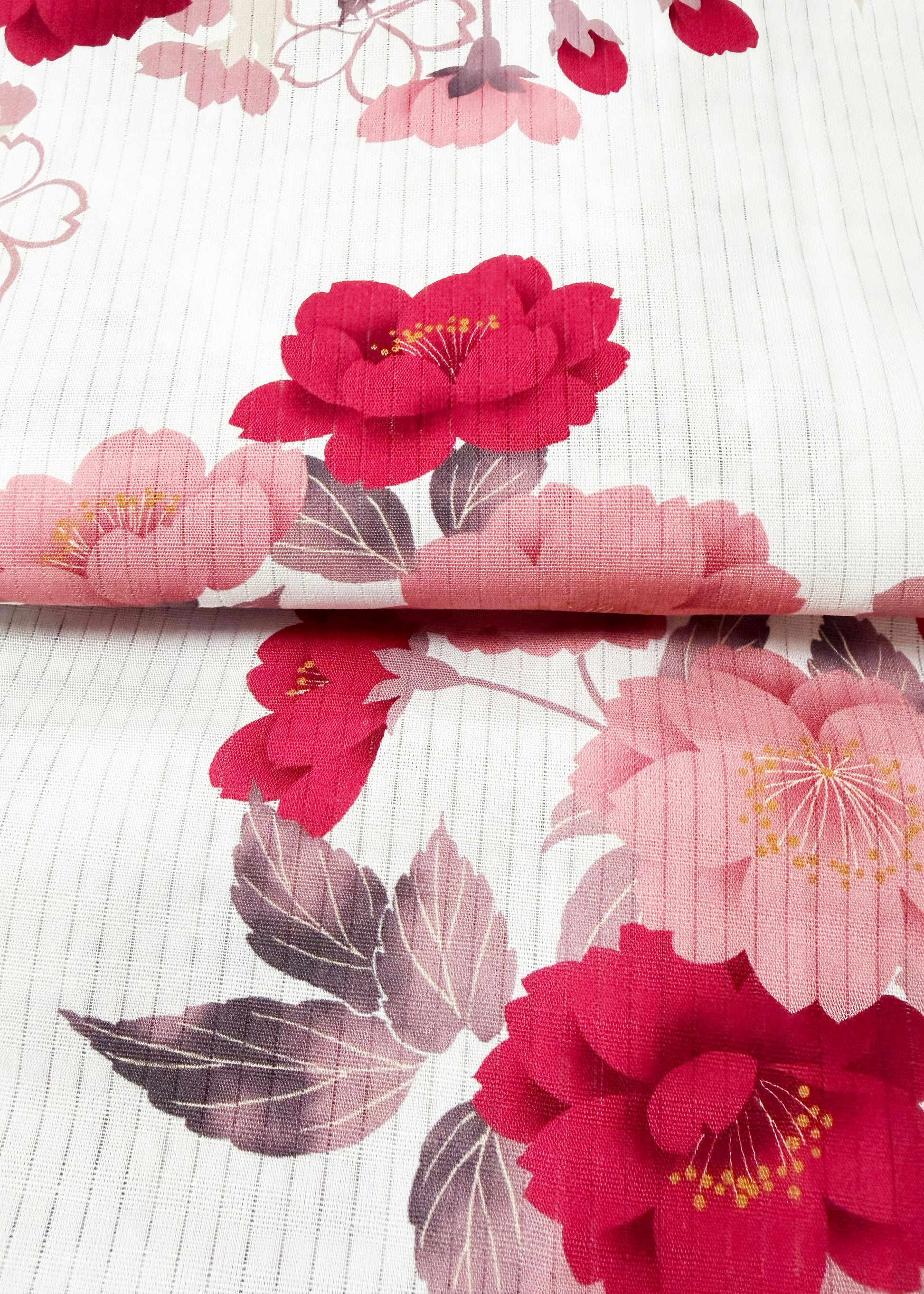Japanese Traditional Yukata Kimono Plus Size - Red Cherry Blossom