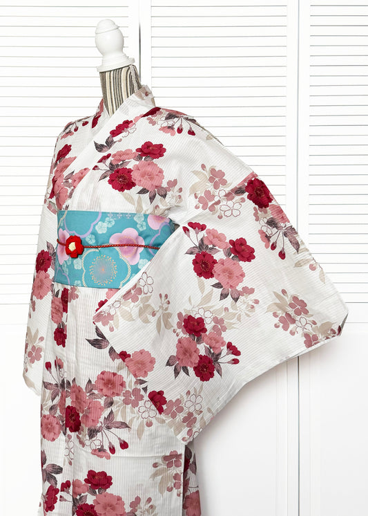 Japanese Traditional Yukata Kimono Plus Size - Red Cherry Blossom