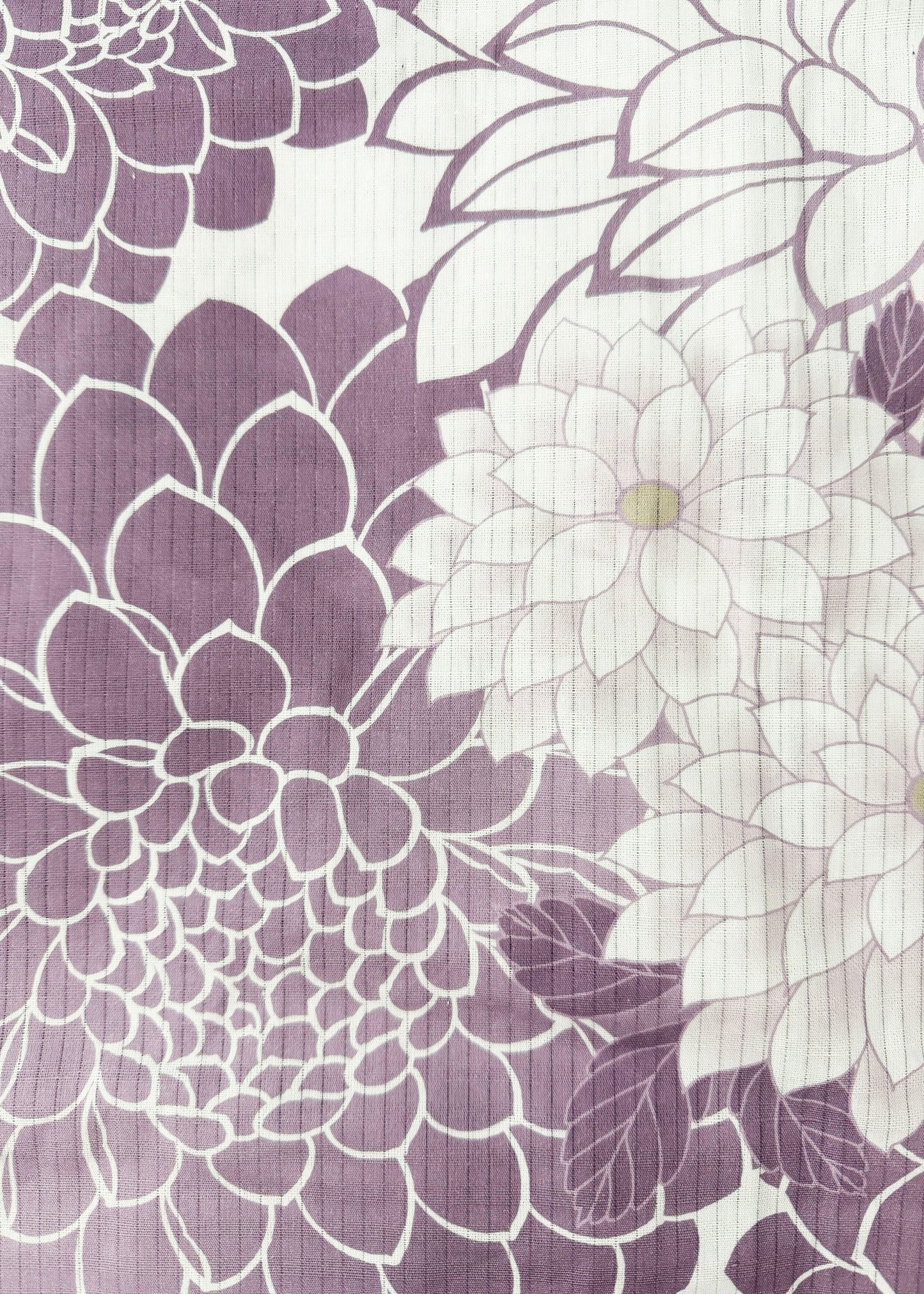 Yukata Kimono Plus Size - Brown Chrysanthemums in White (Style #1021)