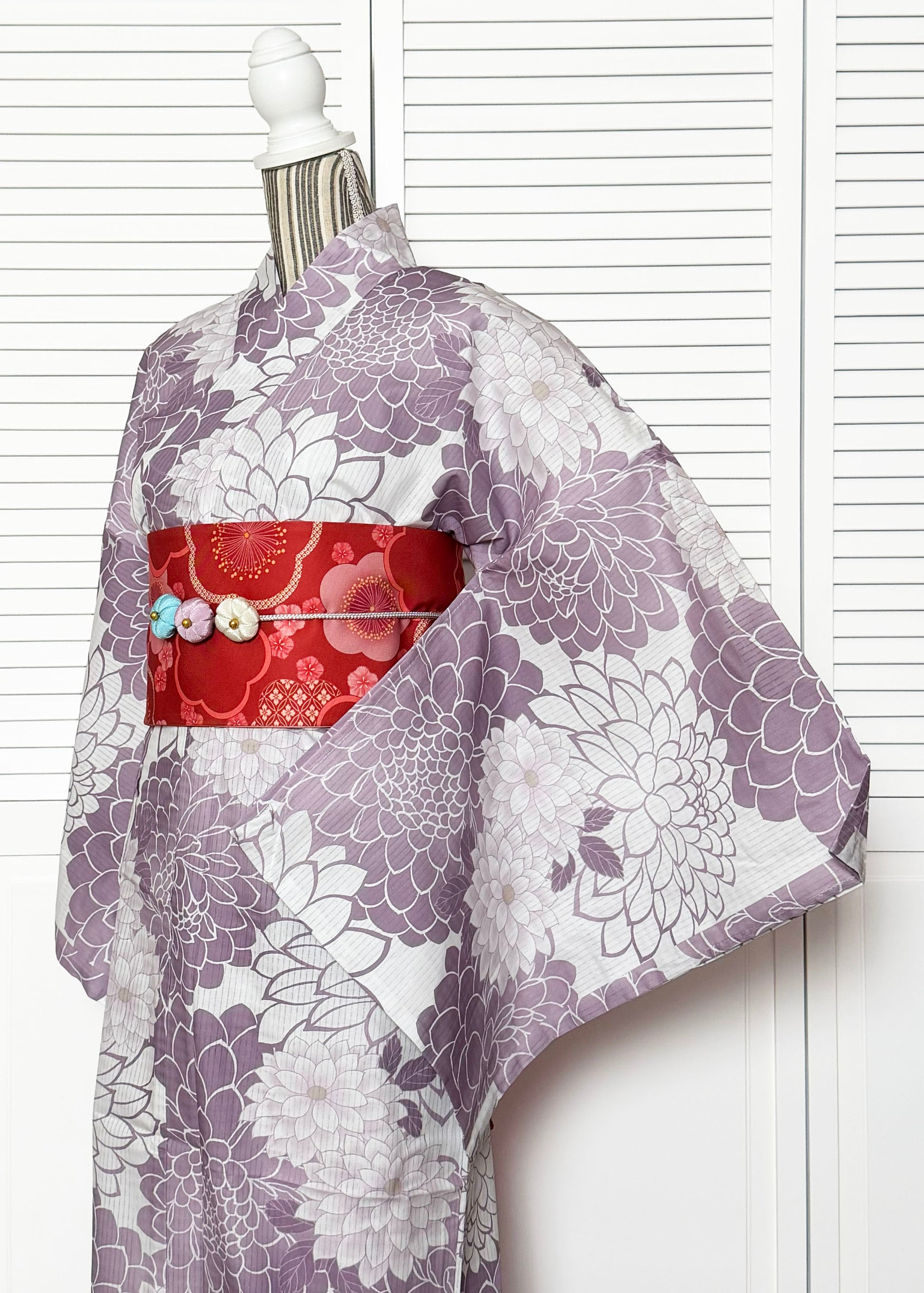 Japanese Traditional Yukata Kimono Women's Plus - Brown Chrysanthemum