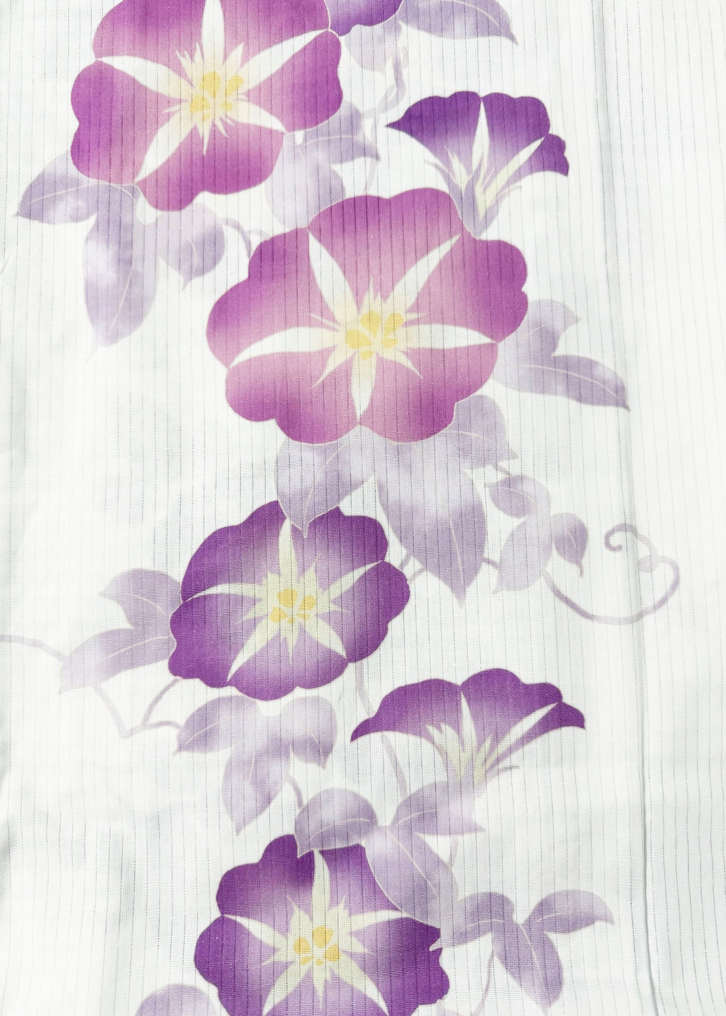 Yukata Kimono Plus Size - Purple Morning Glory in White (Style #1030)