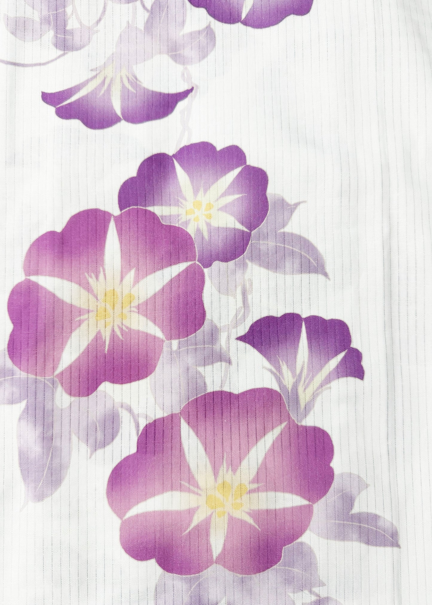 Yukata Kimono Plus Size - Purple Morning Glory in White (Style #1030)