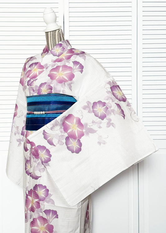 Japanese Traditional Yukata Kimono Plus Size - Large Morning Glory