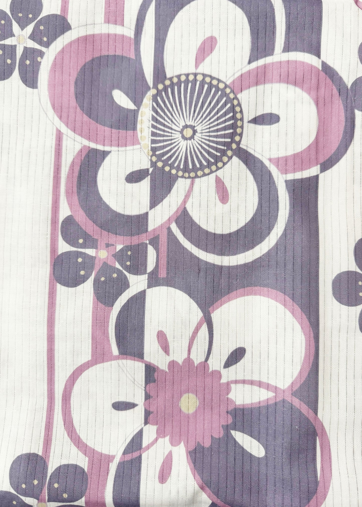 Yukata Kimono Plus Size - Cherry Blossom and Plum Blossom in Striped Plum (Style #1019)