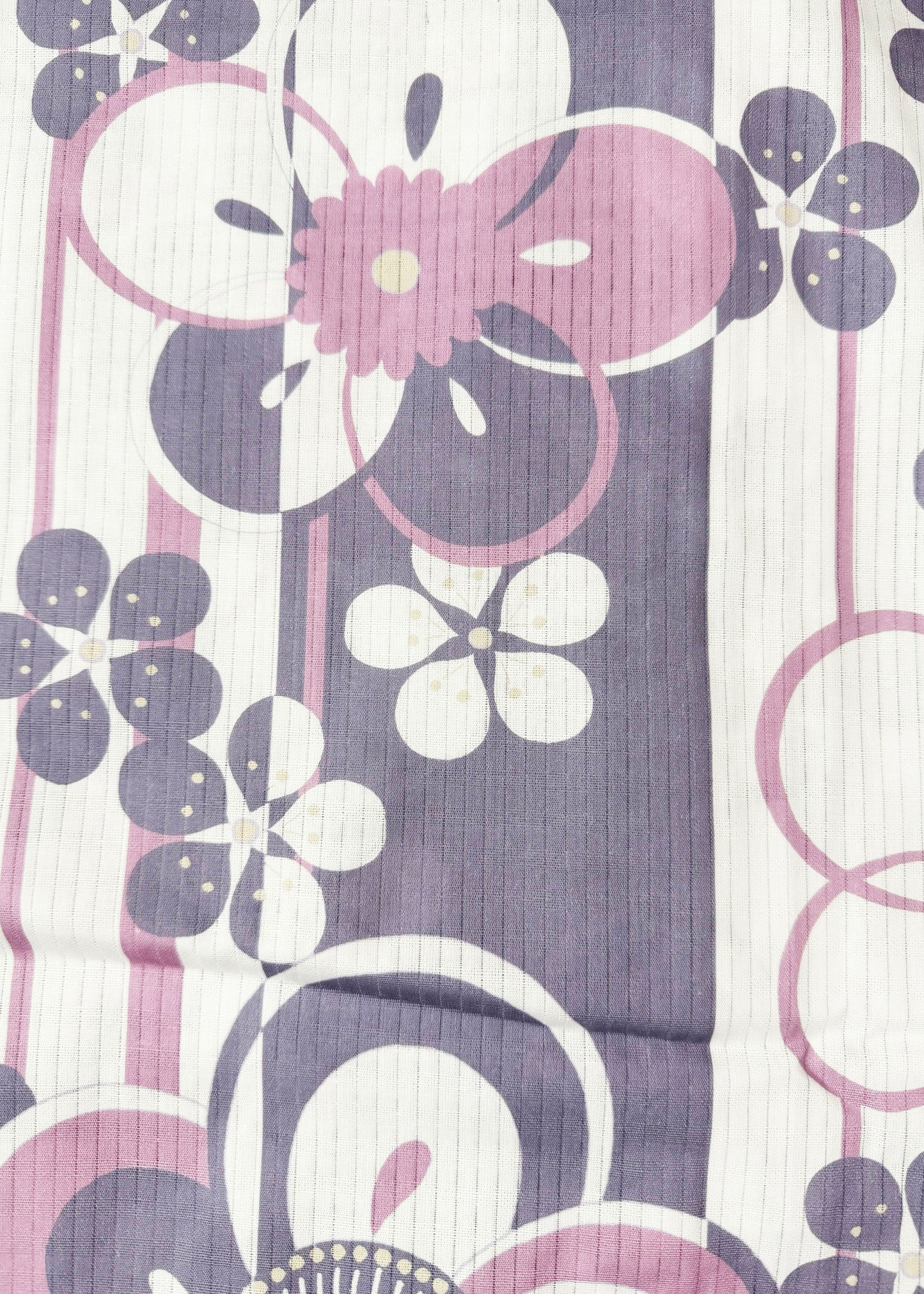 Yukata Kimono Plus Size - Cherry Blossom and Plum Blossom in Striped Plum (Style #1019)