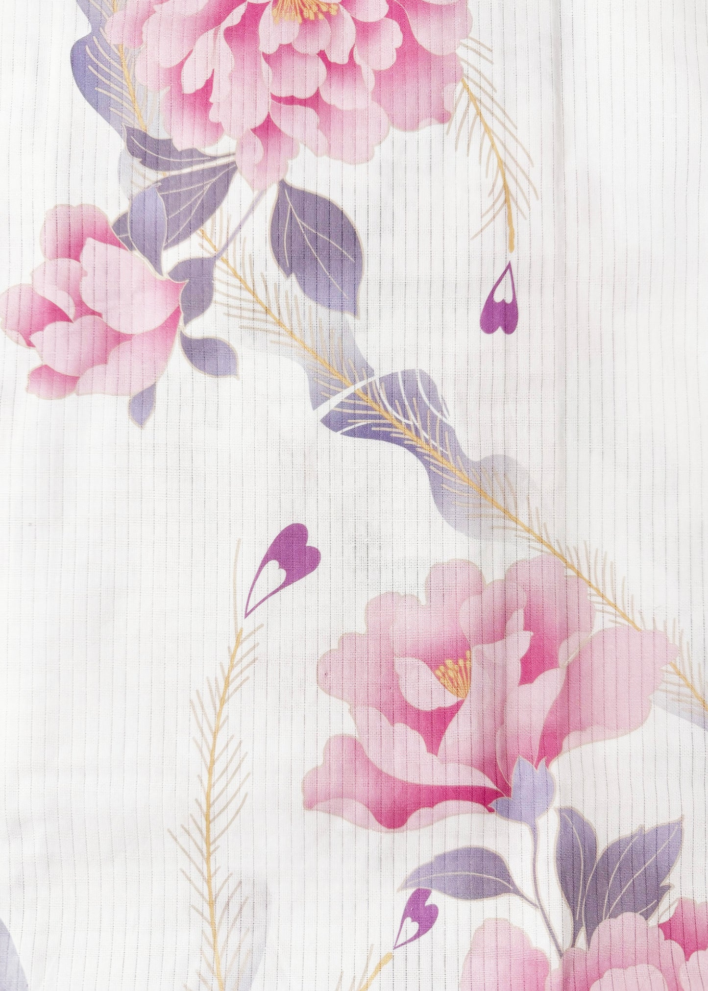 Yukata Kimono Plus Size - Pink Peony in White (Style #1031)