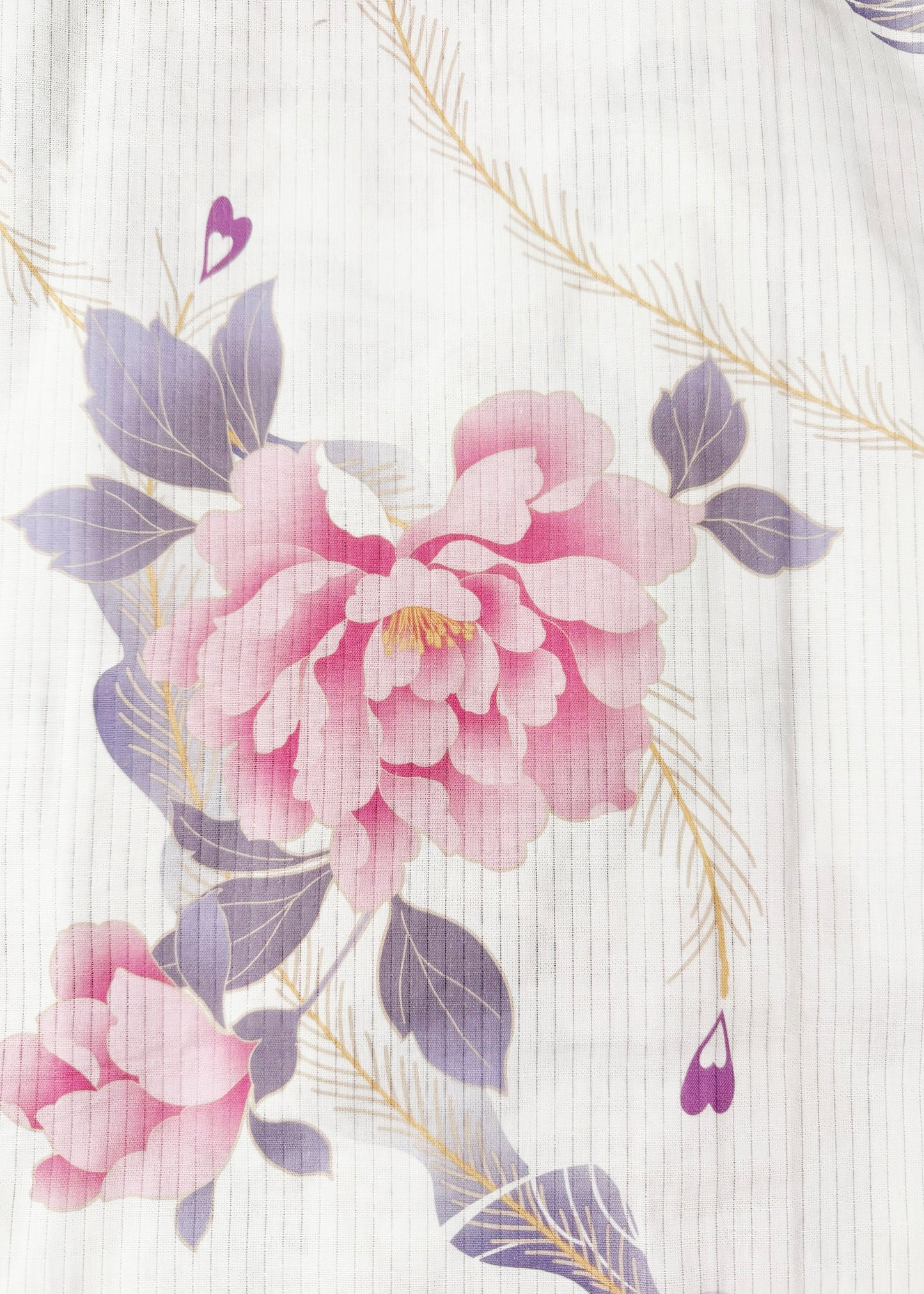 Yukata Kimono Plus Size - Pink Peony in White (Style #1031)