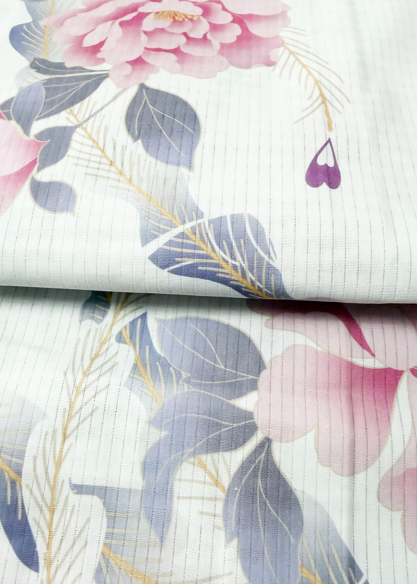 Yukata Kimono Plus Size - Pink Peony in White (Style #1031)