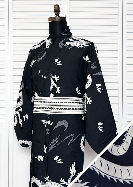 Men's Yukata (L) - Dragons in Black (Style #L0019)