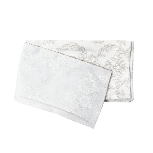 Traditional Japanese Women's Summer Flat Obi Belt Floral Lace White