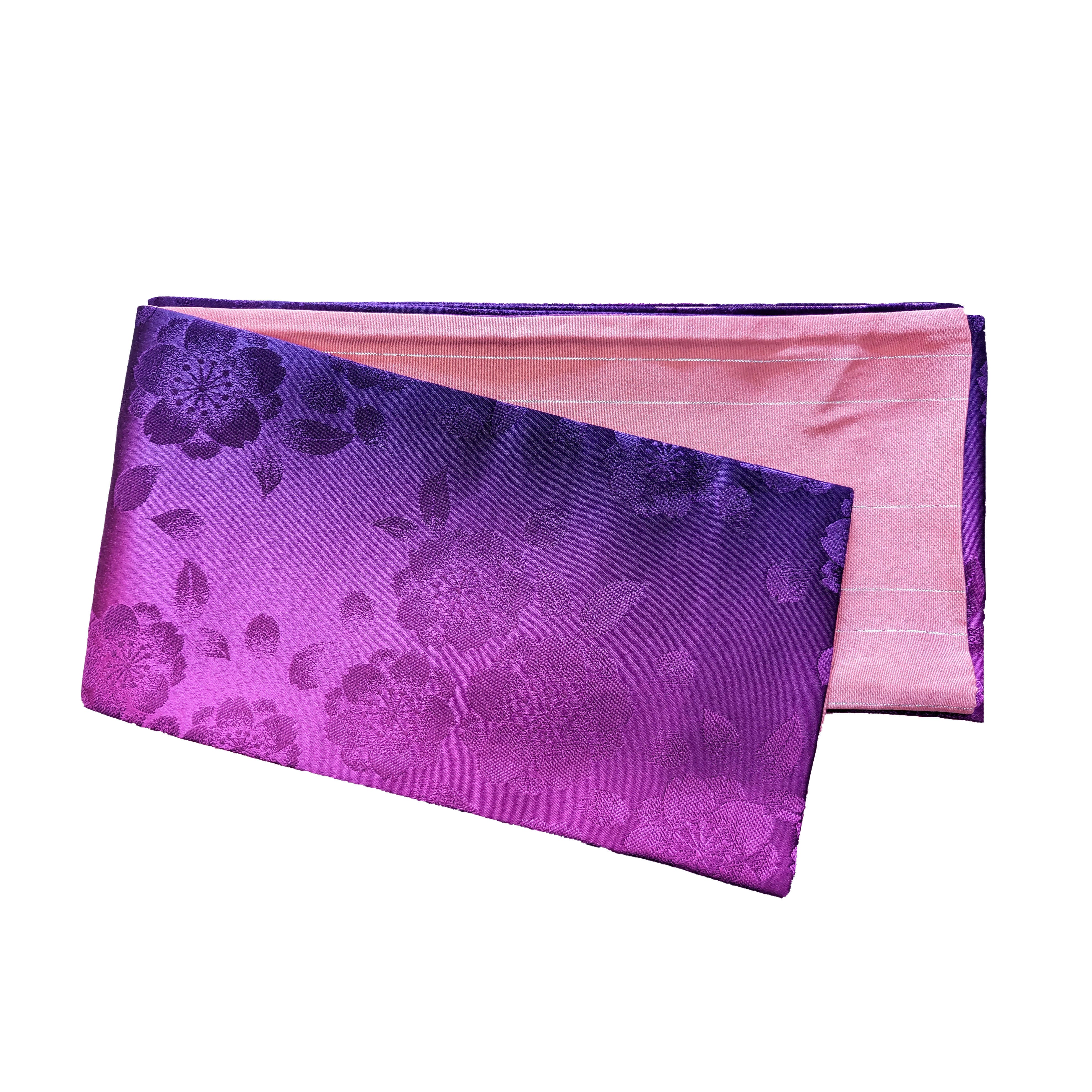 Japanese Yukata Kimono - Pink Purple Morning Glory in Striped